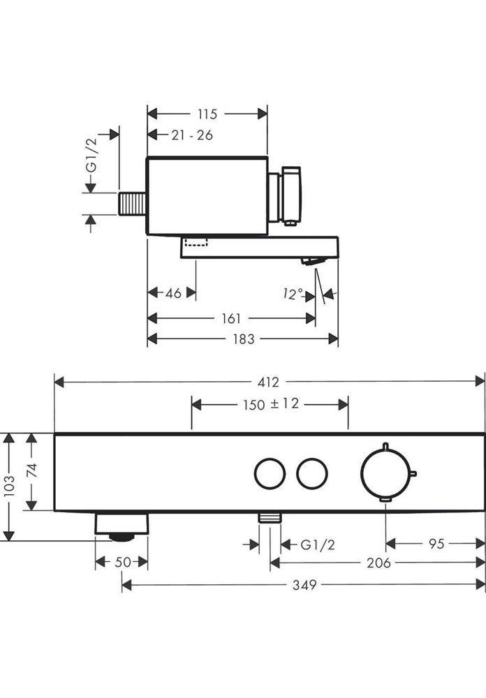 hansgrohe HG Wannentherm SELECT 400 SHOWERTABLET Aufputz, DN 15