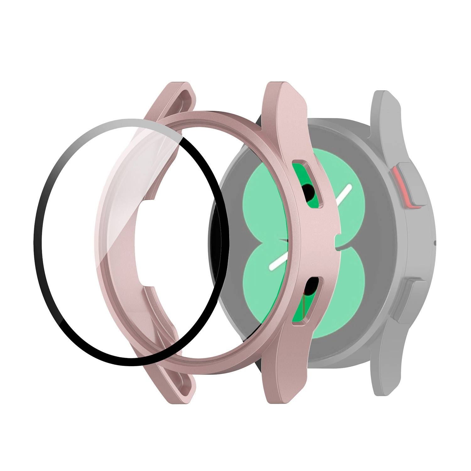 Für Samsung Galaxy Watch FE / 4 40mm Smart Hülle + H9 Hart Glas Pink