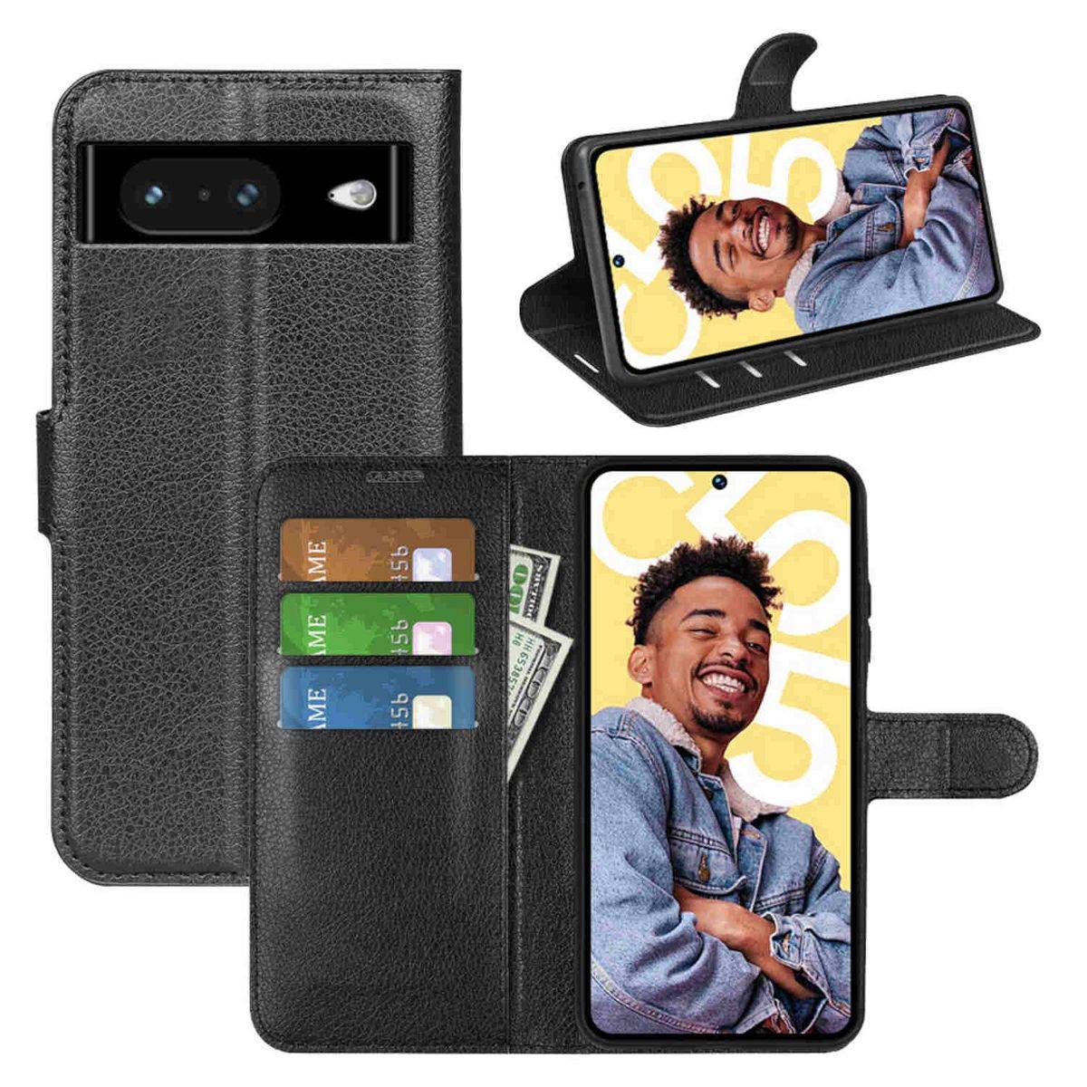 Für Google Pixel 8 Handy Tasche Wallet Premium Schutz Hülle Case Cover Etuis Neu Zubehör Schwarz