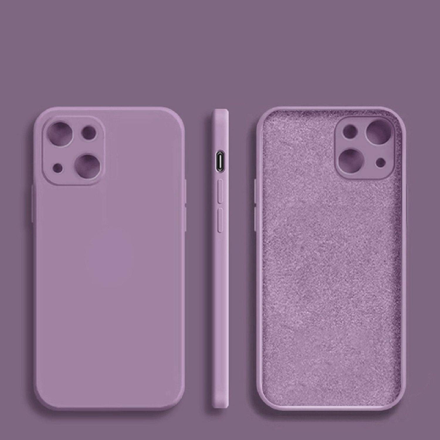 Bunt Case Hülle mit Kameraschutz Back Cover Bumper Silikon Schutzhülle kompatibel mit iPhone 14 Plus Lila