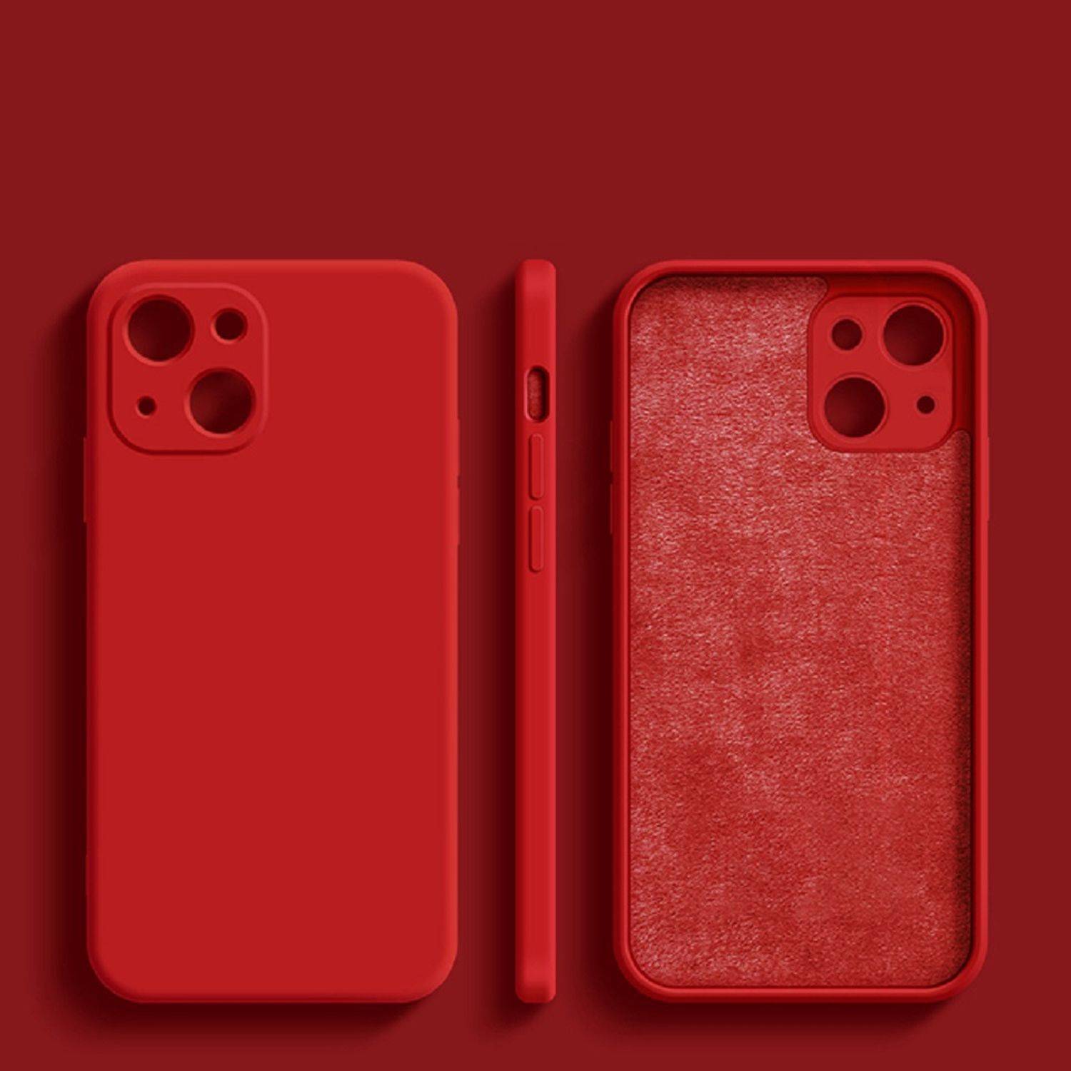 Bunt Case Hülle mit Kameraschutz Back Cover Bumper Silikon Schutzhülle kompatibel mit iPhone 13 Pro Rot