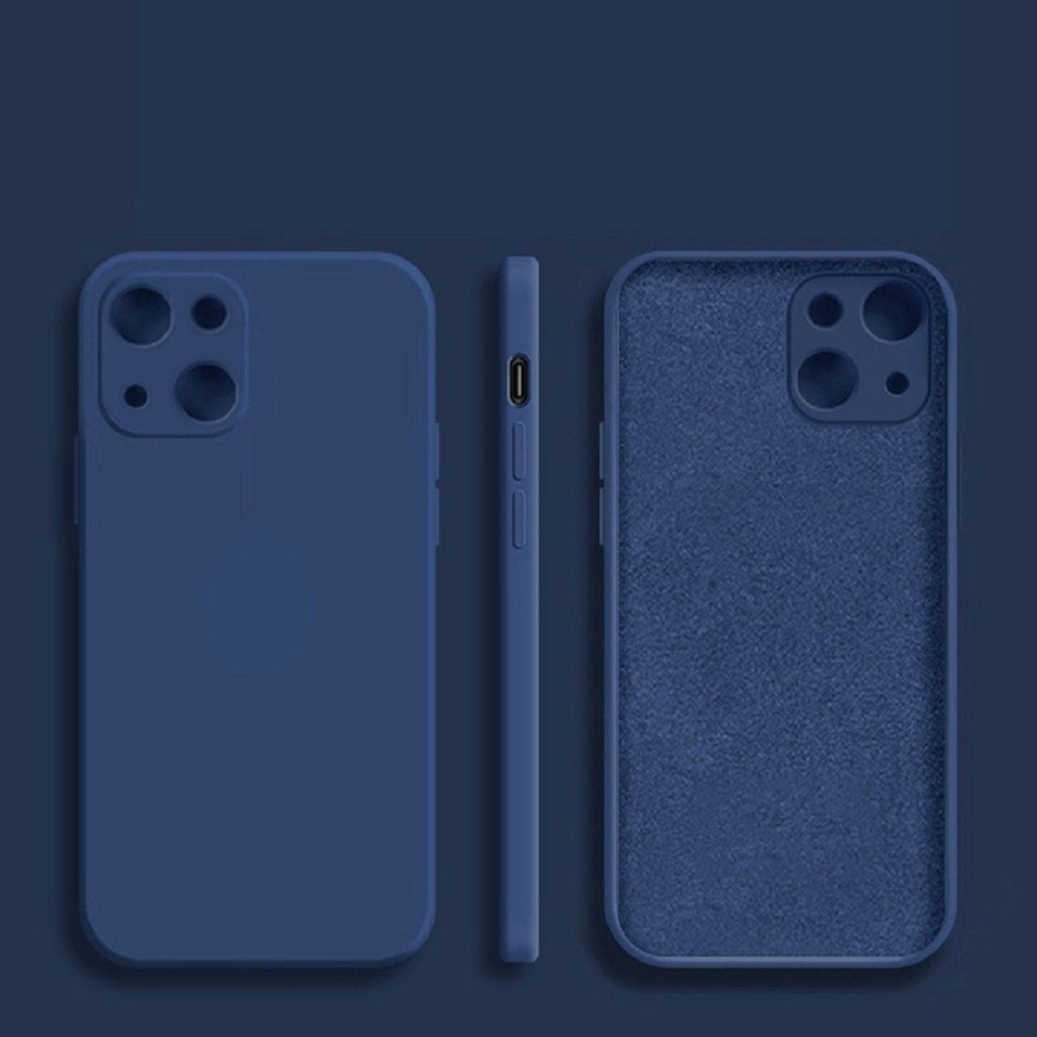 Bunt Case Hülle mit Kameraschutz Back Cover Bumper Silikon Schutzhülle kompatibel mit iPhone 13 Pro Blau