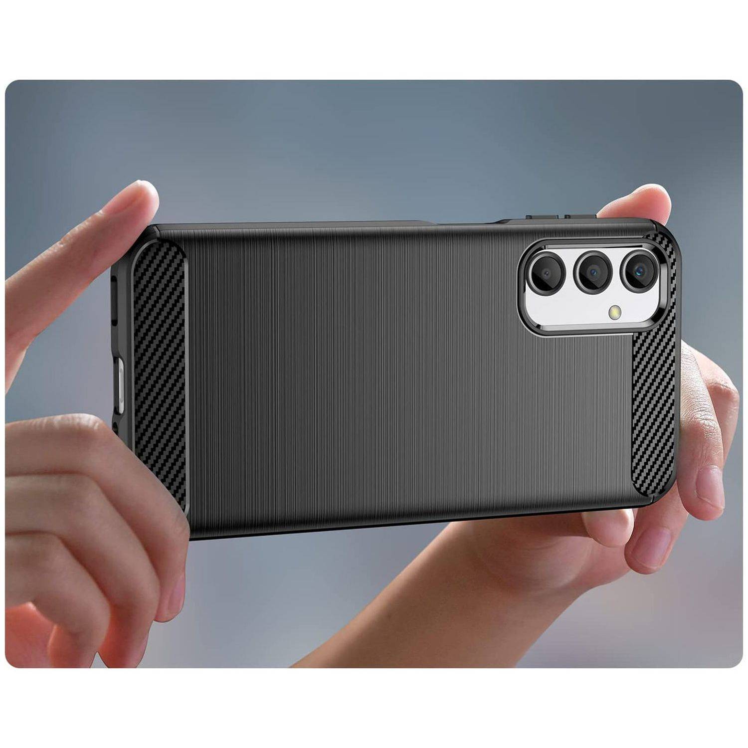 Carbon Case kompatibel mit Infinix Note12 2023 flexible Silikon Carbon Hülle schwarz