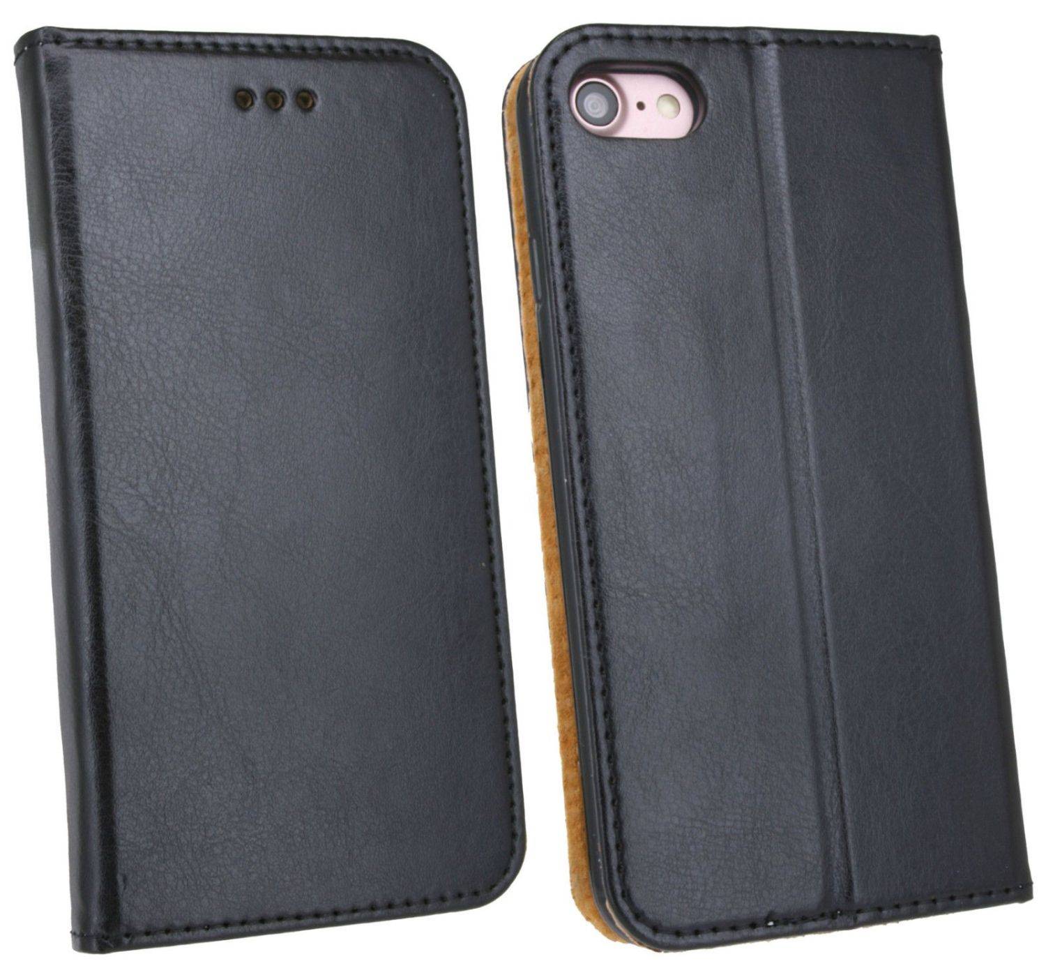 ECHT LEDER Klapp Tasche Hülle Buchtasche Zubehör Bumper Case kompatibel mit Samsung Galaxy M53 5G Schwarz
