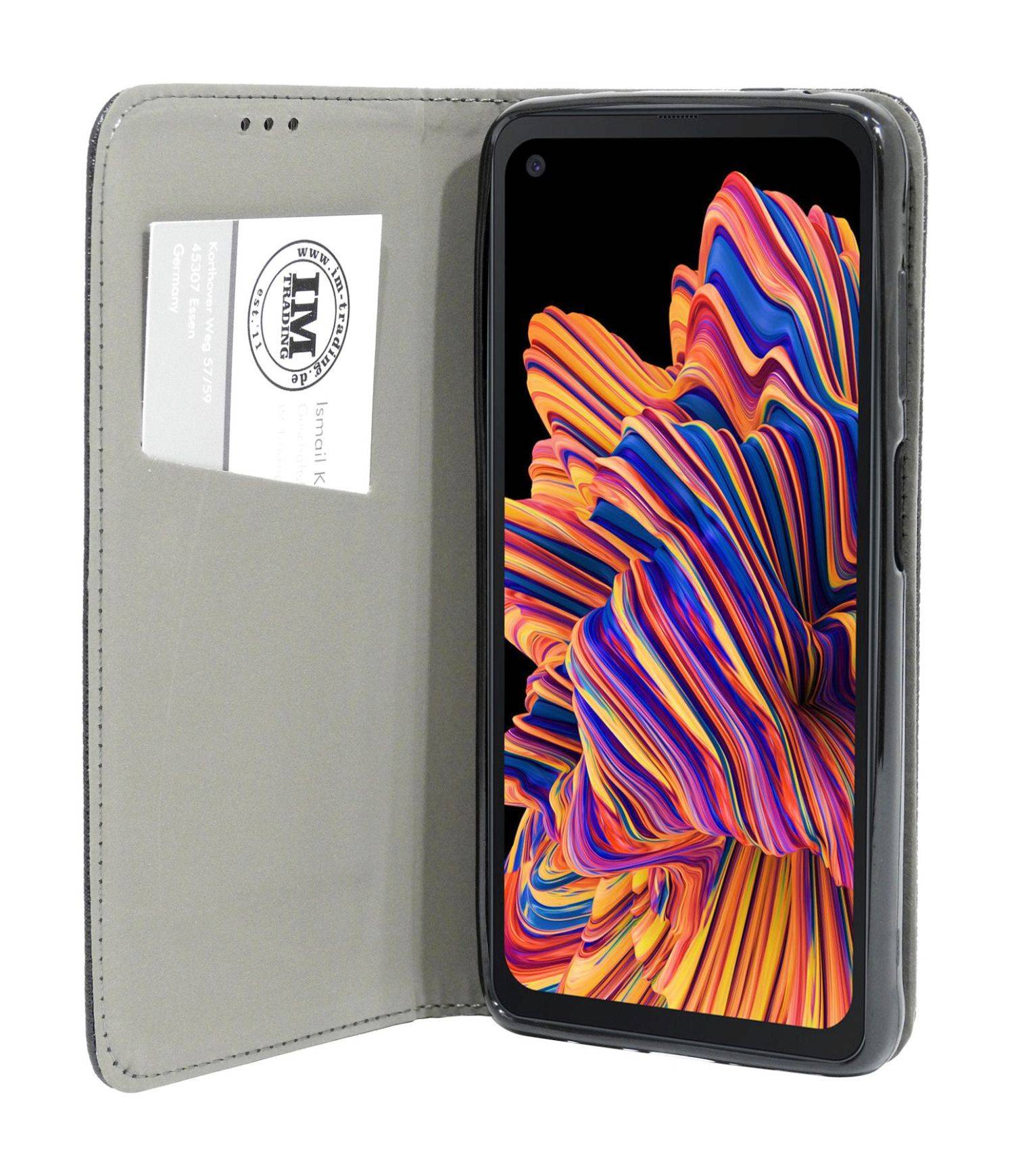Buch Tasche "Smart" kompatibel mit Samsung Galaxy Xcover 6 Pro Handy Hülle mit Standfunktion, Kartenfach Schwarz