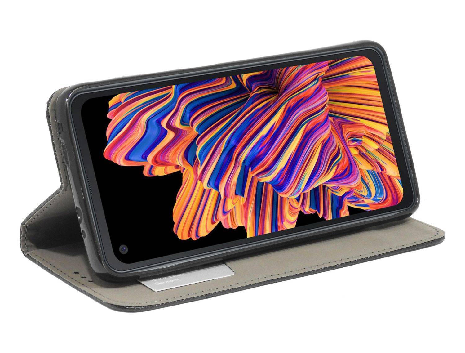 Buch Tasche "Smart" kompatibel mit Samsung Galaxy Xcover 6 Pro Handy Hülle mit Standfunktion, Kartenfach Schwarz
