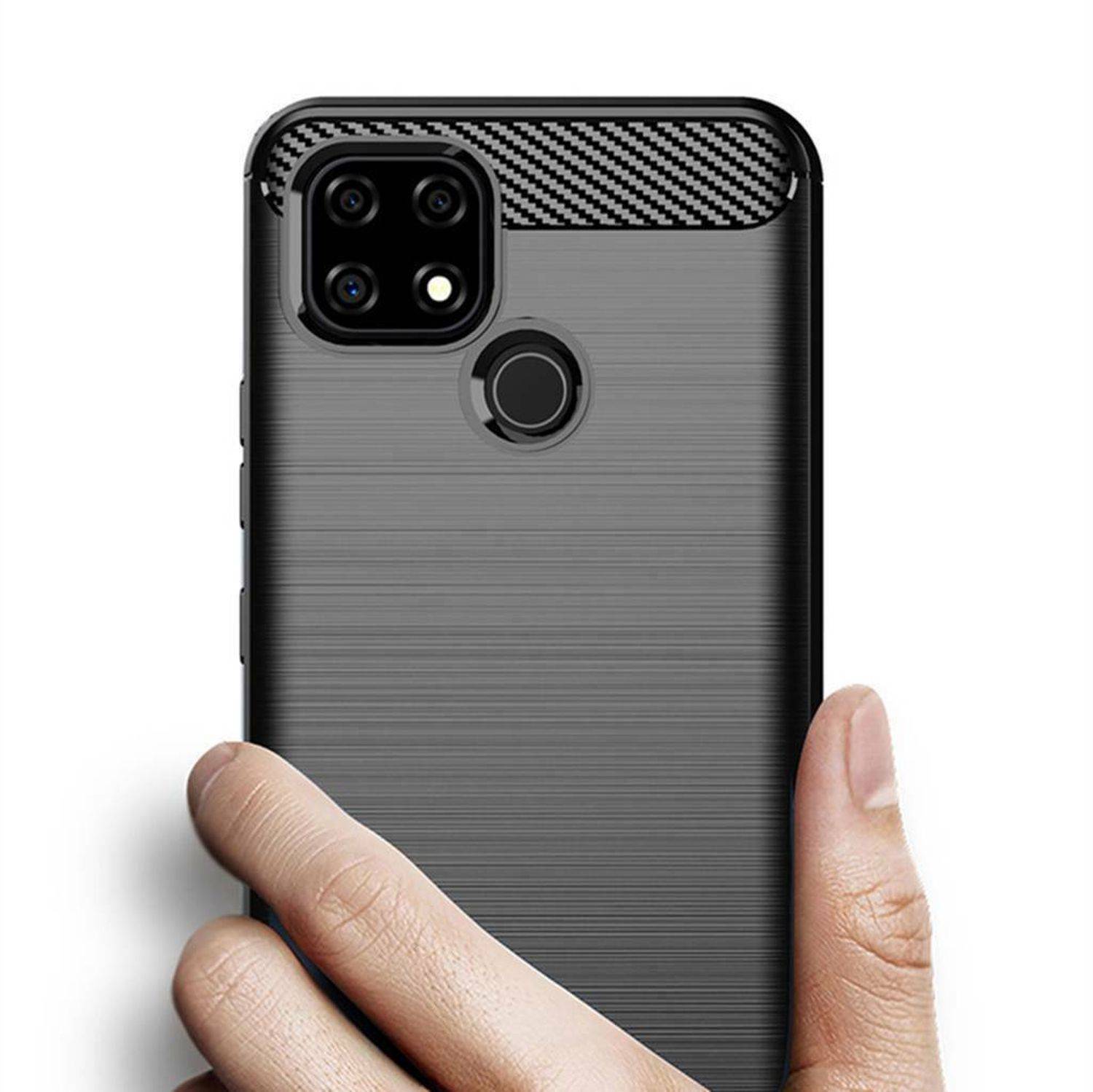 Carbon Case Flexible Cover kompatibel mit Realme 9 schwarz