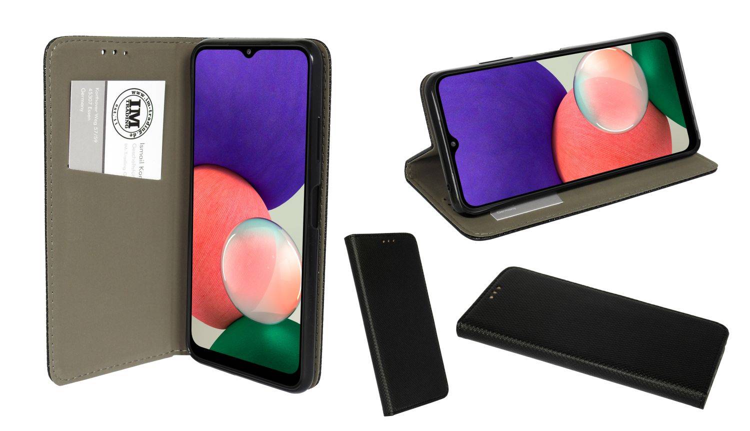 Buch Tasche "Smart" für SAMSUNG GALAXY A23 Handy Hülle Etui mit Standfunktion, Kartenfach Schwarz