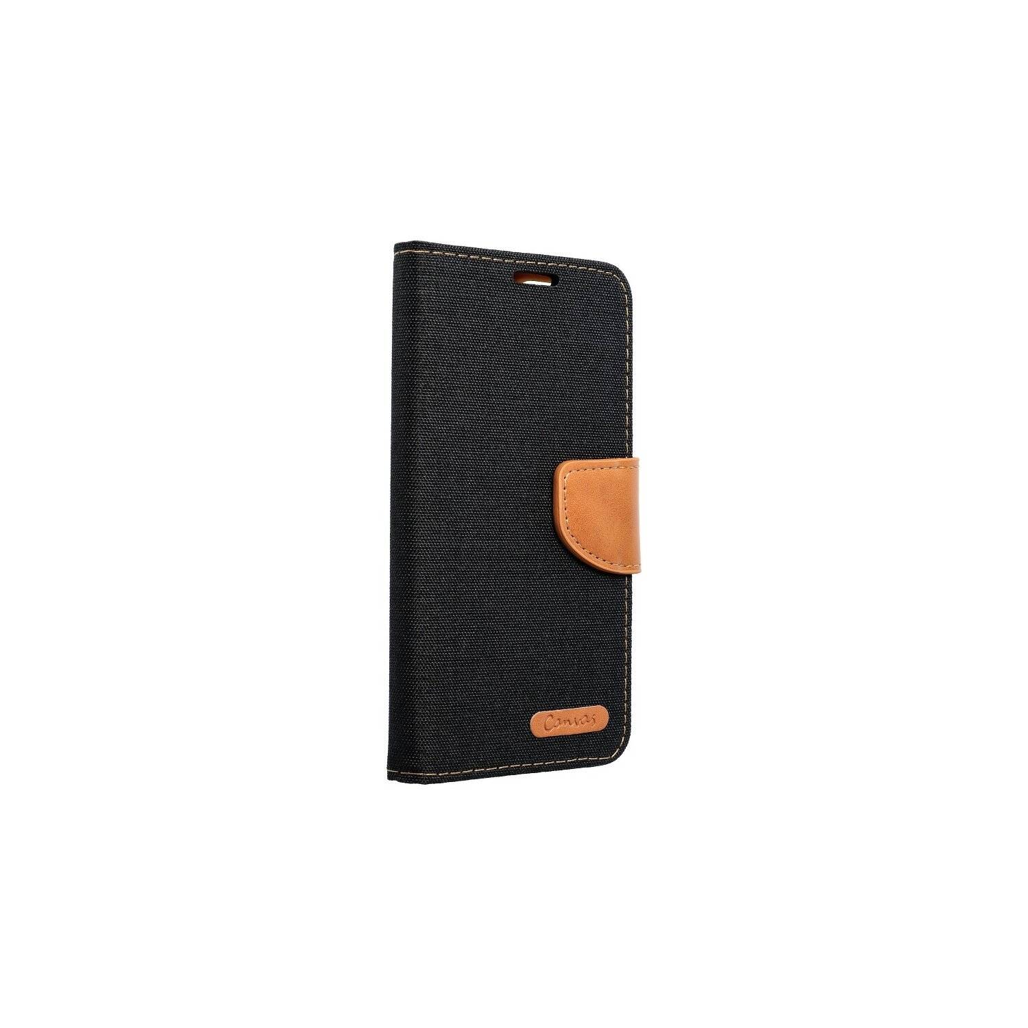 Elegante Handy Hülle CANVAS Buchholster kompatibel mit Xiaomi Redmi Note 13 4G Schwarz
