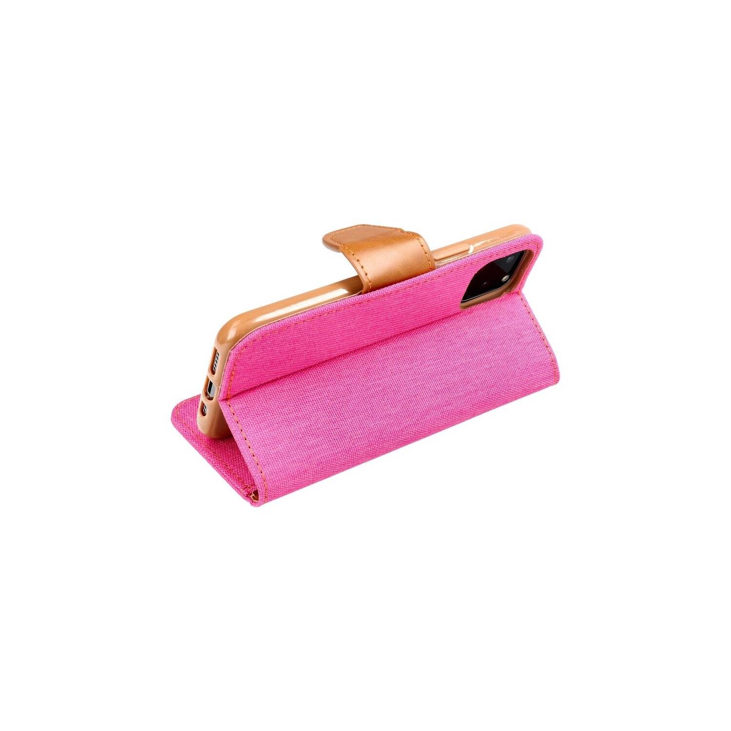 Elegante Handy Hülle CANVAS Buchholster kompatibel mit Xiaomi Redmi Note 13 5G Rosa