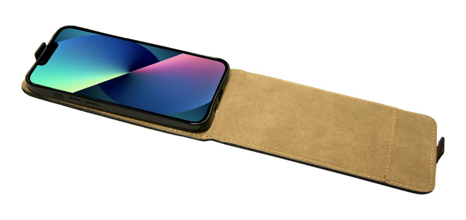 Flip Case kompatibel mit iPhone 14 Pro Max Handy Tasche vertikal aufklappbar Schutzhülle Klapp Hülle Schwarz