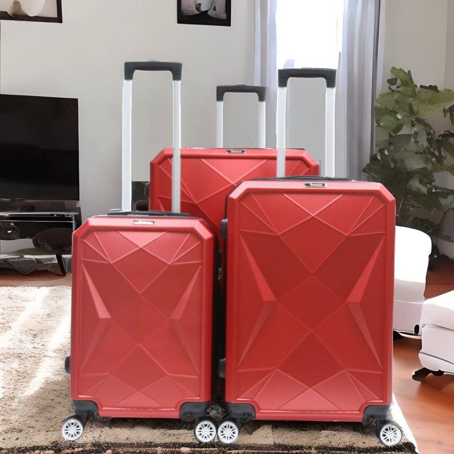 Reisekoffer Koffer 3 tlg Hartschale Trolley Set Kofferset Handgepäck Gepäck Reisetasche Rot