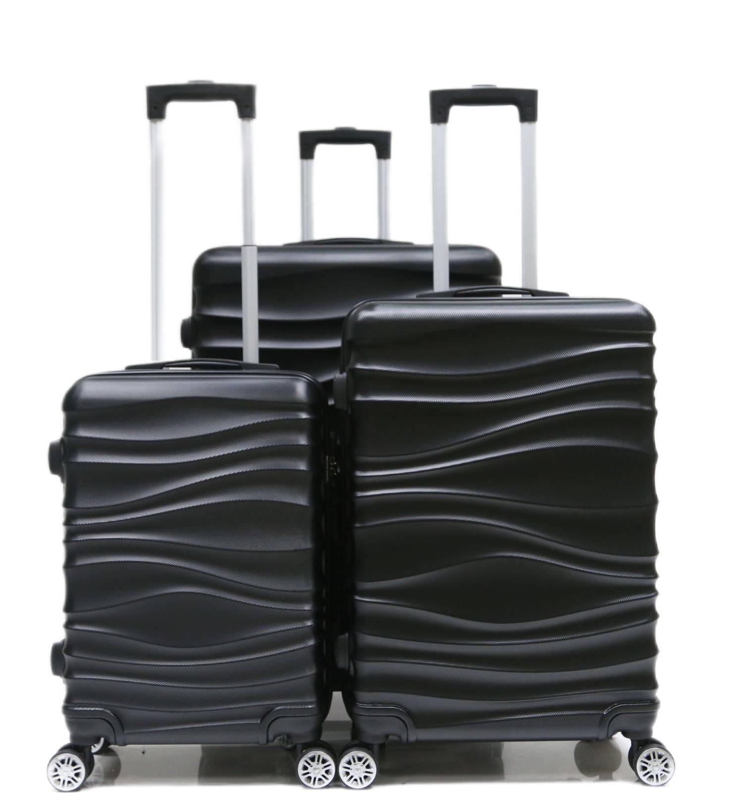 Reisekoffer Koffer 3 tlg Hartschale Trolley Set Kofferset Handgepäck Gepäck Reisetasche ABS-04 Schwarz