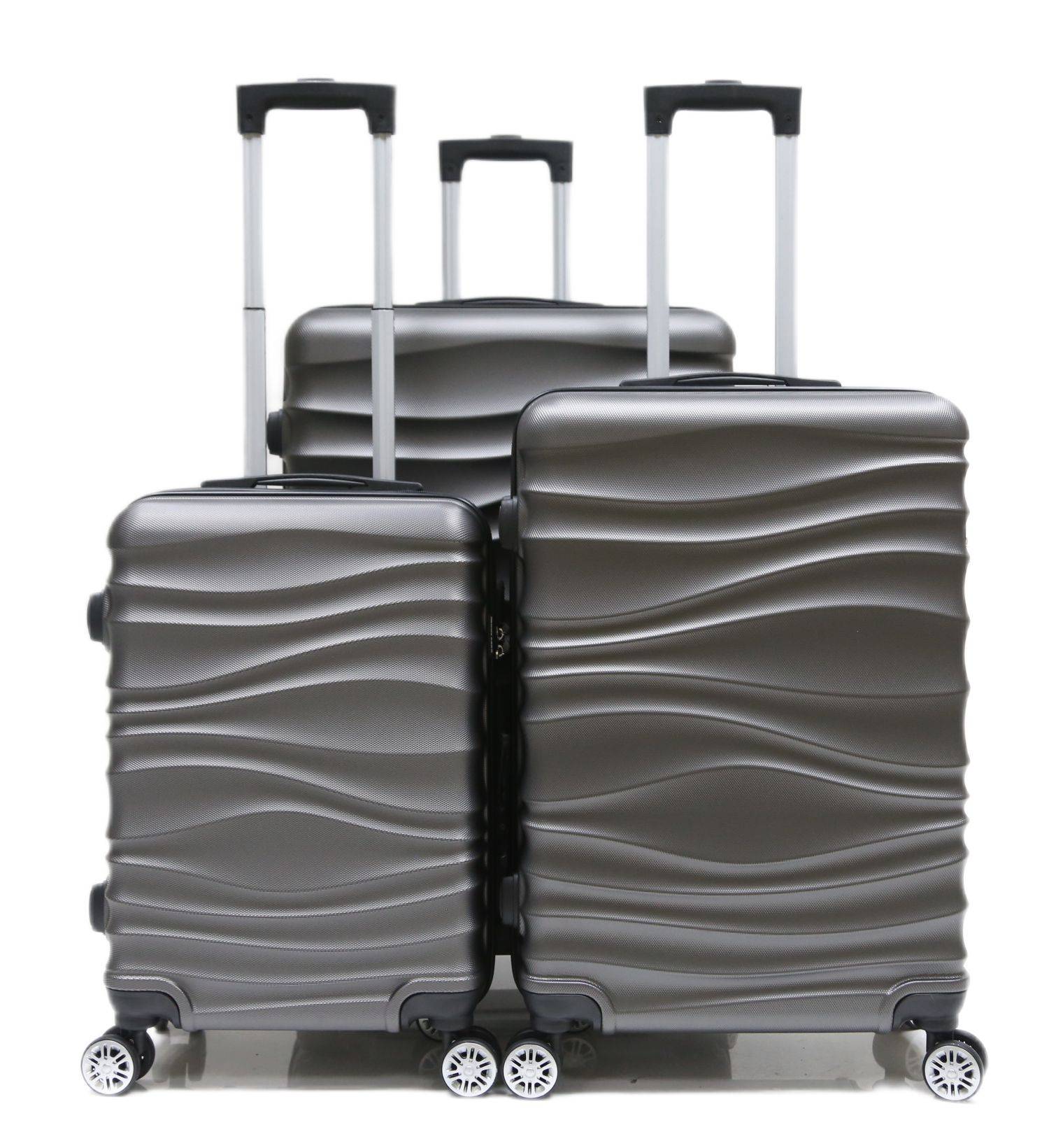 Reisekoffer Koffer 3 tlg Hartschale Trolley Set Kofferset Handgepäck Gepäck Reisetasche ABS-04 Grau