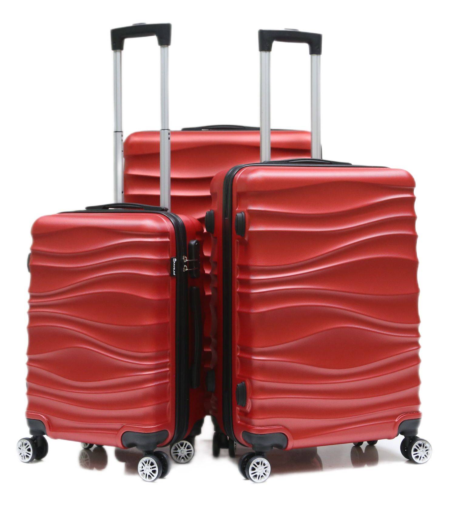 Reisekoffer Koffer 3 tlg Hartschale Trolley Set Kofferset Handgepäck Gepäck Reisetasche ABS-04 Rot