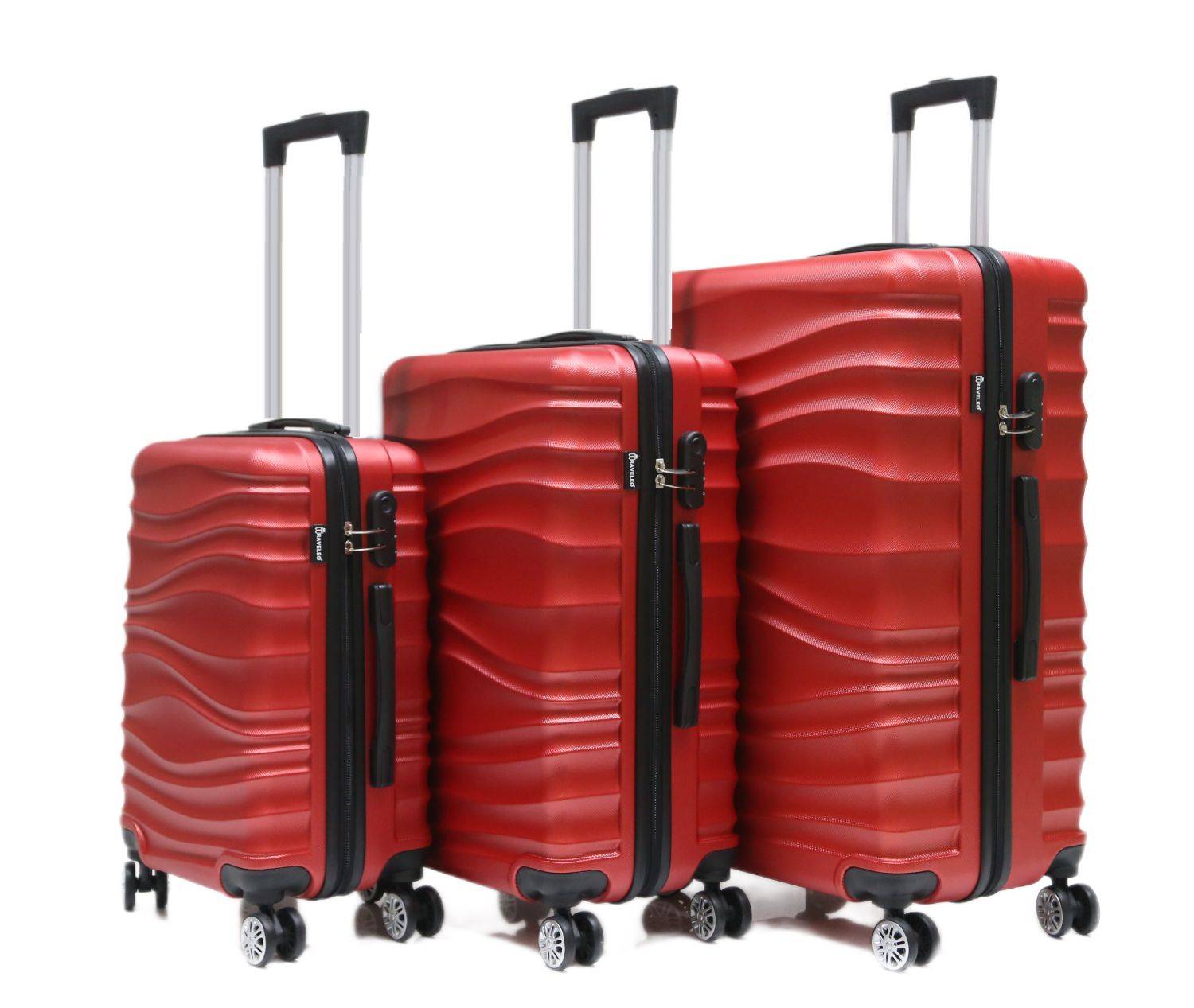 Reisekoffer Koffer 3 tlg Hartschale Trolley Set Kofferset Handgepäck Gepäck Reisetasche ABS-04 Rot