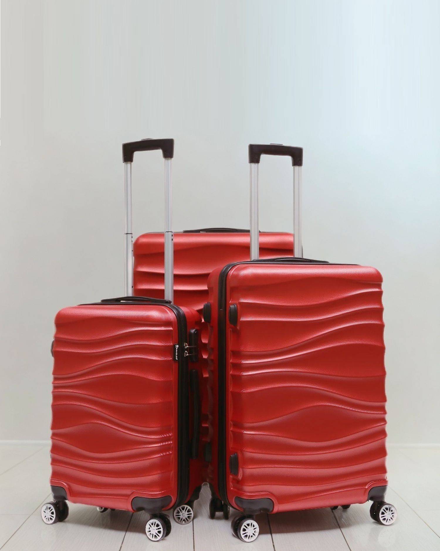 Reisekoffer Koffer 3 tlg Hartschale Trolley Set Kofferset Handgepäck Gepäck Reisetasche ABS-04 Rot