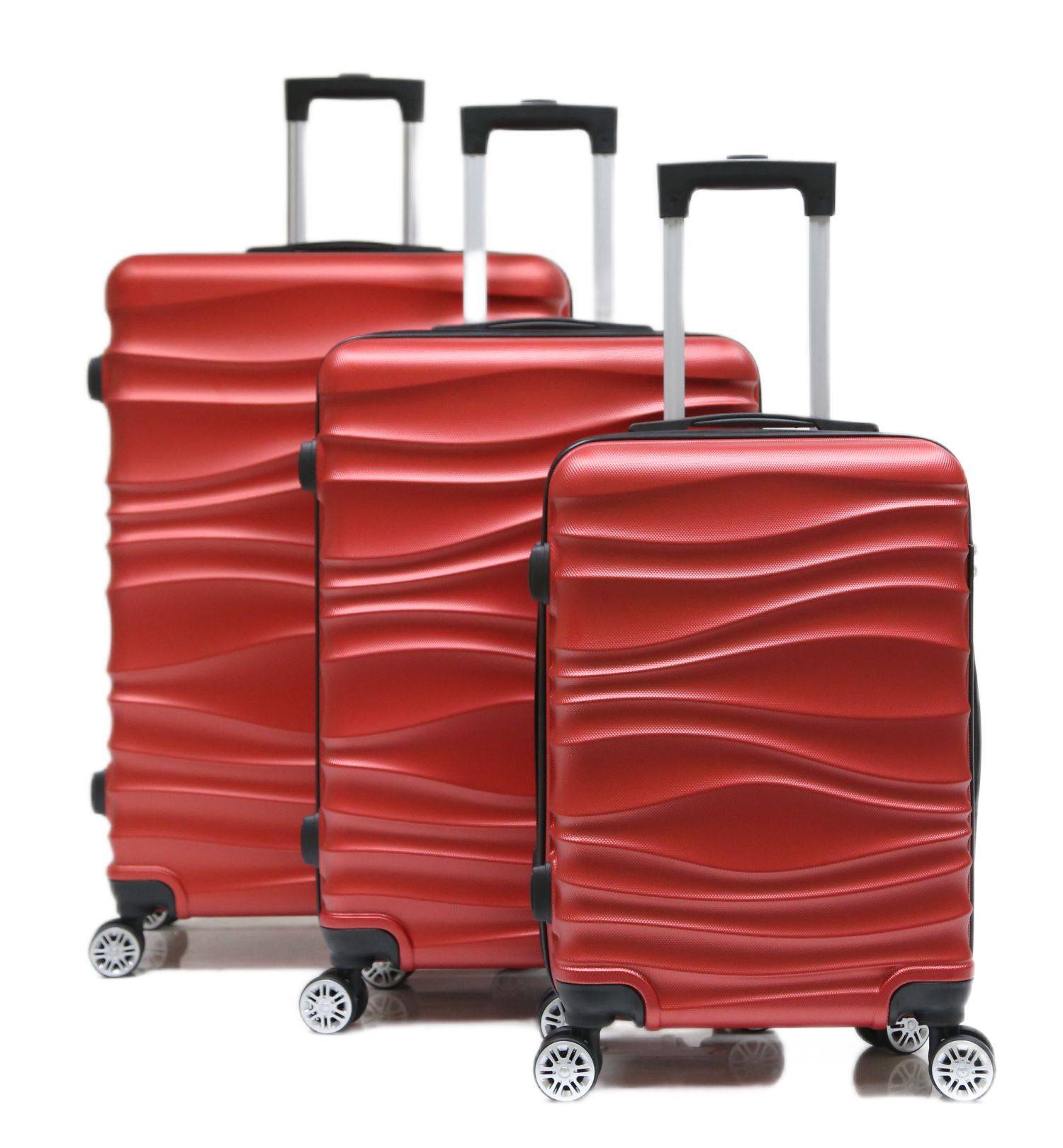 Reisekoffer Koffer 3 tlg Hartschale Trolley Set Kofferset Handgepäck Gepäck Reisetasche ABS-04 Rot