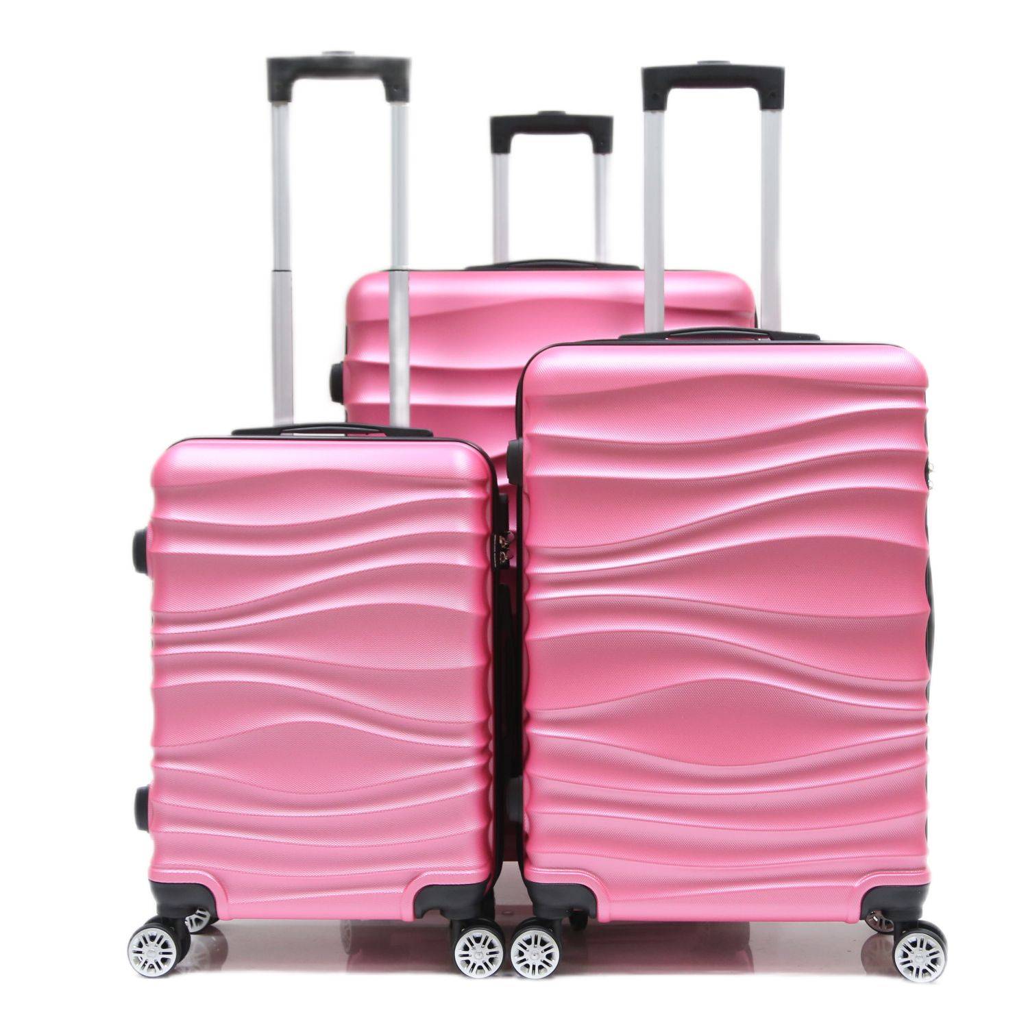 Reisekoffer Koffer 3 tlg Hartschale Trolley Set Kofferset Handgepäck Gepäck Reisetasche ABS-04 Pink