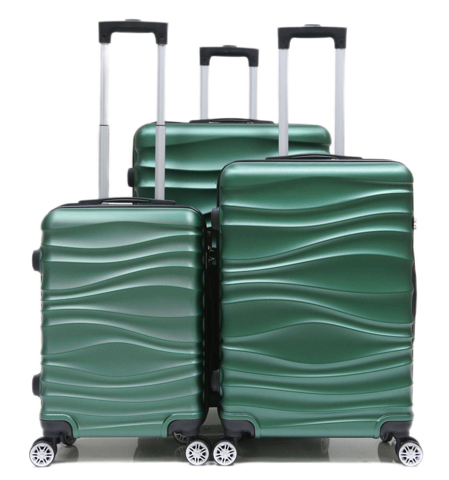 Reisekoffer Koffer 3 tlg Hartschale Trolley Set Kofferset Handgepäck Gepäck Reisetasche ABS-04 Grün