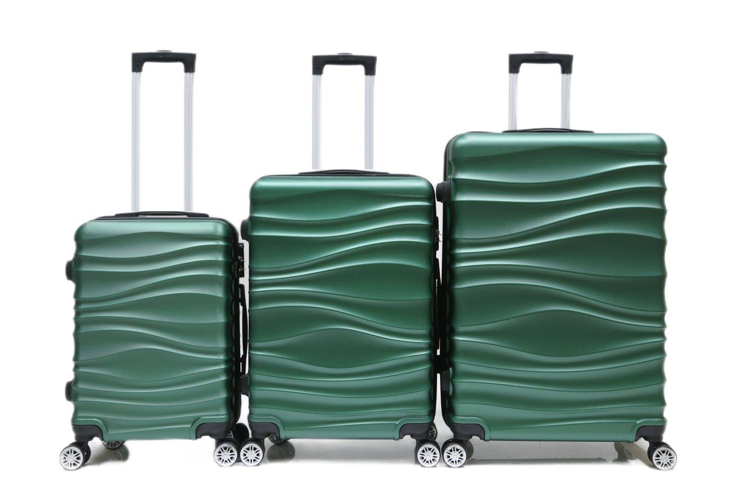 Reisekoffer Koffer 3 tlg Hartschale Trolley Set Kofferset Handgepäck Gepäck Reisetasche ABS-04 Grün