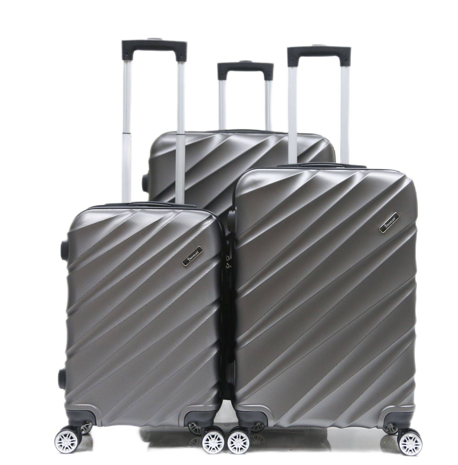 Reisekoffer Koffer 3 tlg Hartschale Trolley Set Kofferset Handgepäck Gepäck Reisetasche ABS-05 Grau