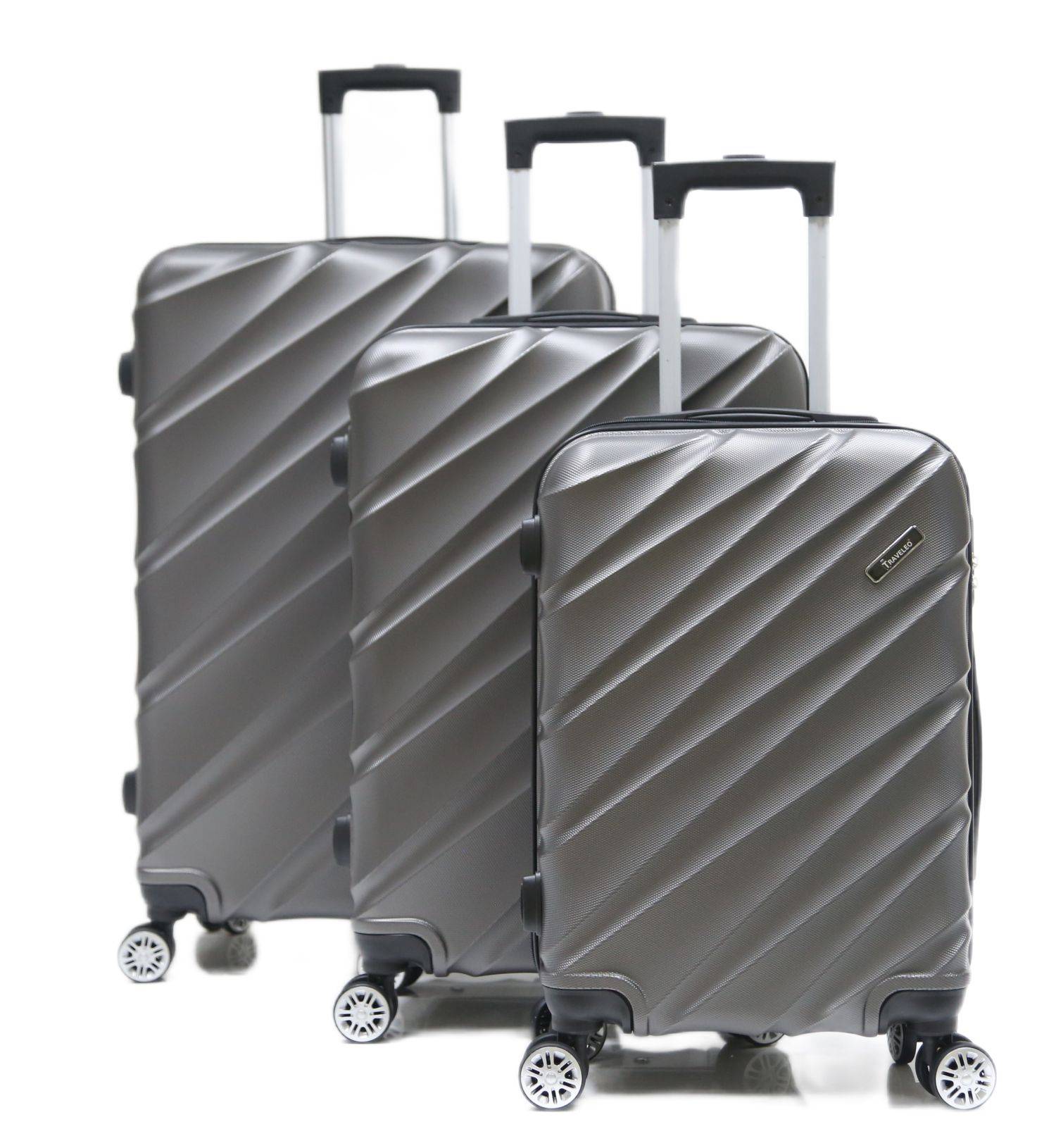 Reisekoffer Koffer 3 tlg Hartschale Trolley Set Kofferset Handgepäck Gepäck Reisetasche ABS-05 Grau