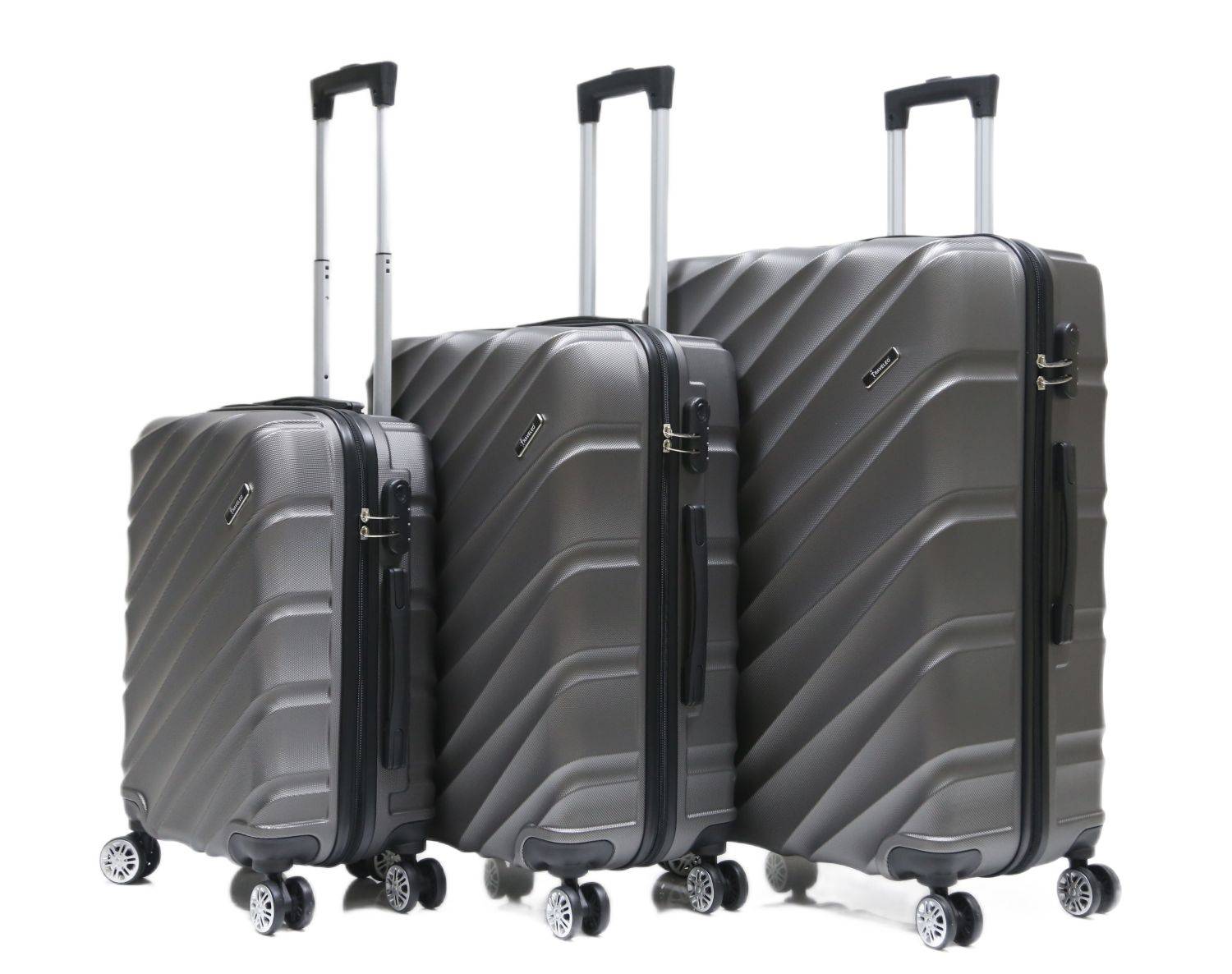 Reisekoffer Koffer 3 tlg Hartschale Trolley Set Kofferset Handgepäck Gepäck Reisetasche ABS-05 Grau
