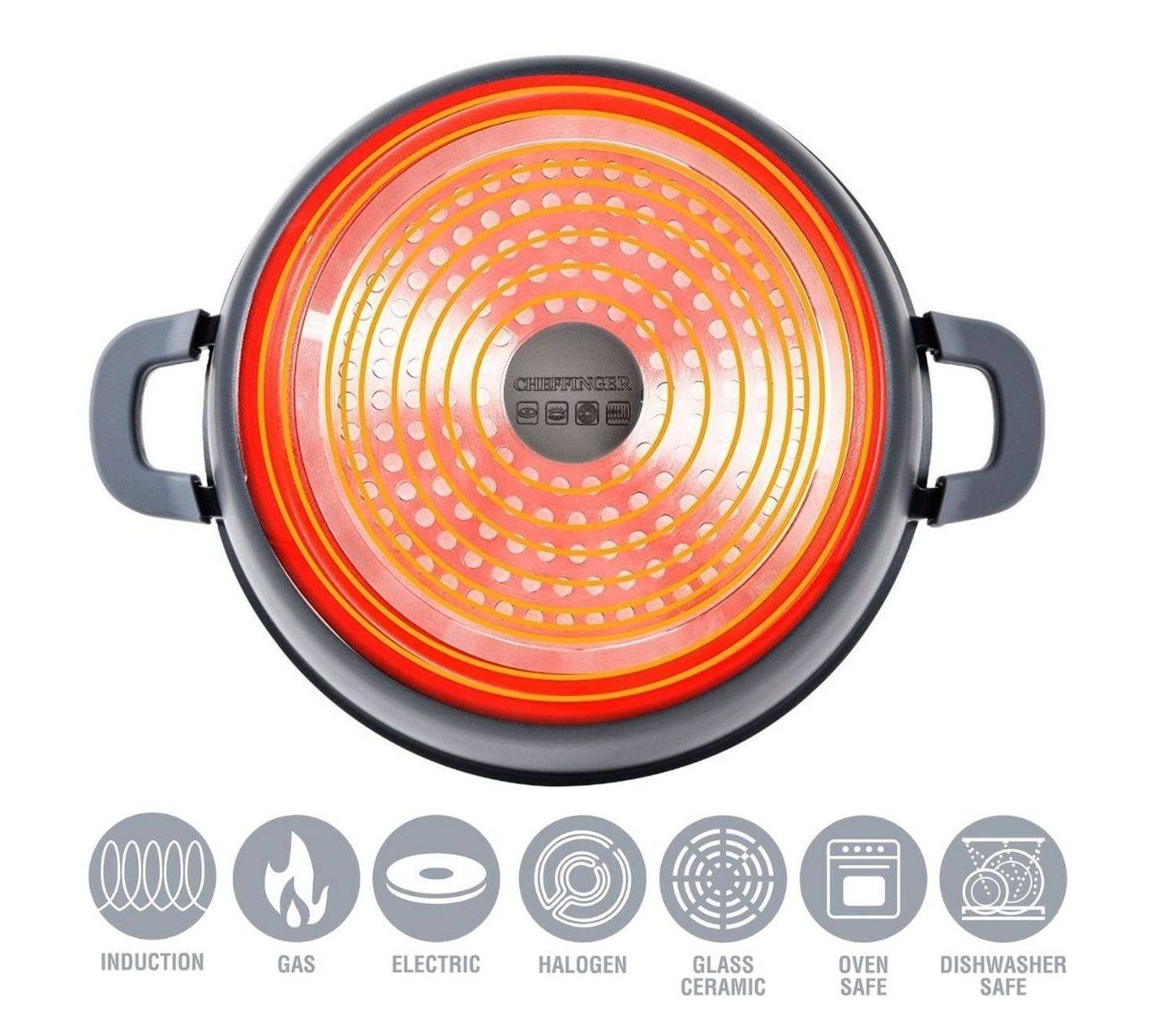Servierpfanne Schmorpfanne Kochtopf Induktion Ø28cm Alu Guss Topf Pfanne