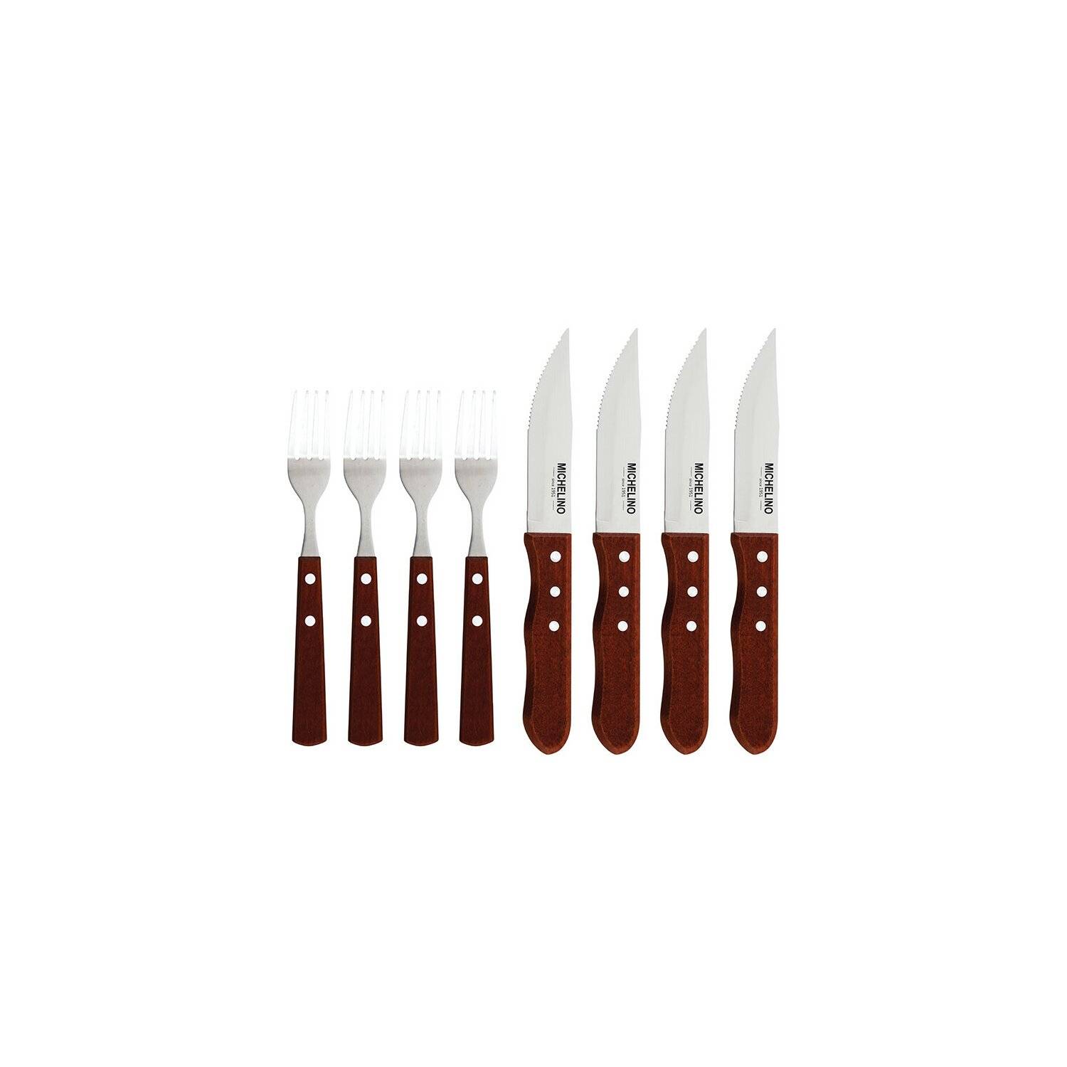 Michelino 8-tlg. Jumbo Steakbesteck Set Besteckset Gabel Messer Steakmesser für 4 Personen