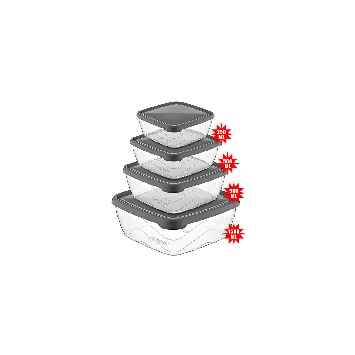 MICHELINO Vorratsdosen Behälter 4-tlg. Eckiges Vorratsdosen-Set Aufbewahrung