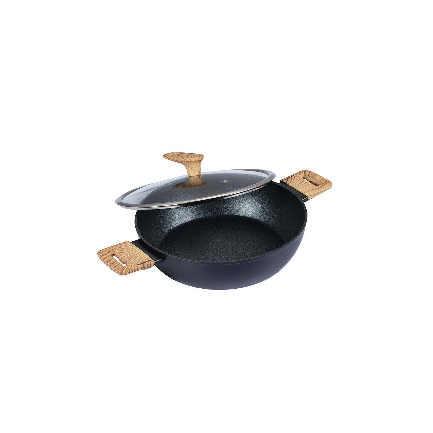 SCHÄFER Servierpfanne mit Deckel Ø 28cm Maple Wood für alle Herdarten schwarz matt