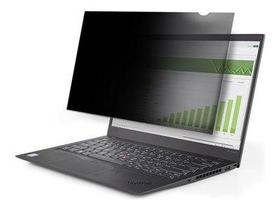 Ein Laptop mit einem Sichtschutzfilter zeigt ein Balkendiagramm, das teilweise verdeckt ist und Datenvertraulichkeit auf dem Bildschirm hervorhebt.