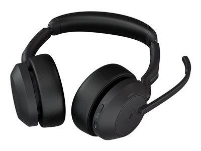 Schwarze Over-Ear-Bluetooth-Kopfhörer mit gepolsterten Ohrmuscheln und verstellbarem Kopfbügel auf weißem Hintergrund.