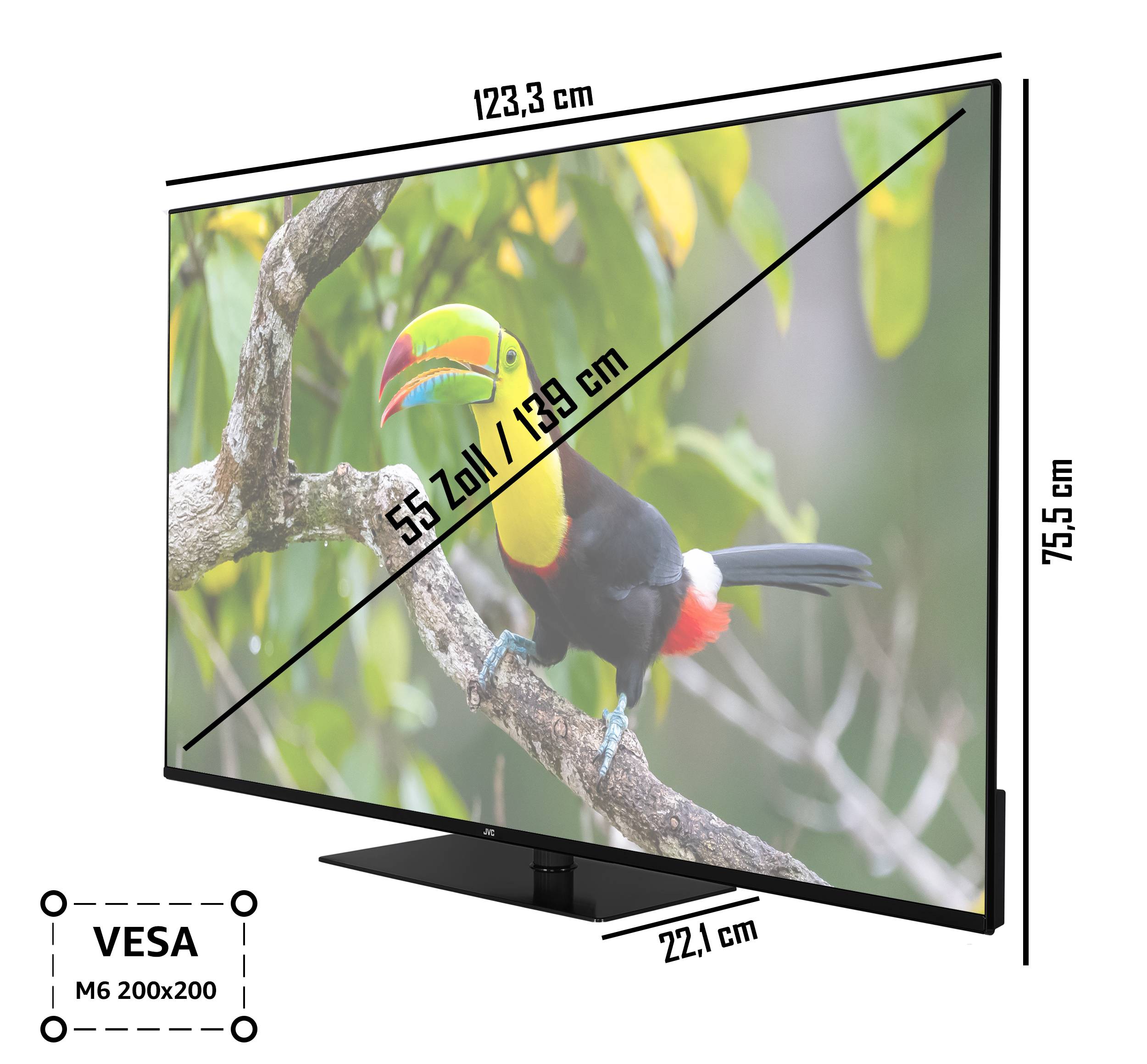 JVC LT-55VU6355 55 Zoll Fernseher / Smart TV (4K Ultra HD, HDR Dolby Vision, Triple-Tuner, Dolby Atmos)