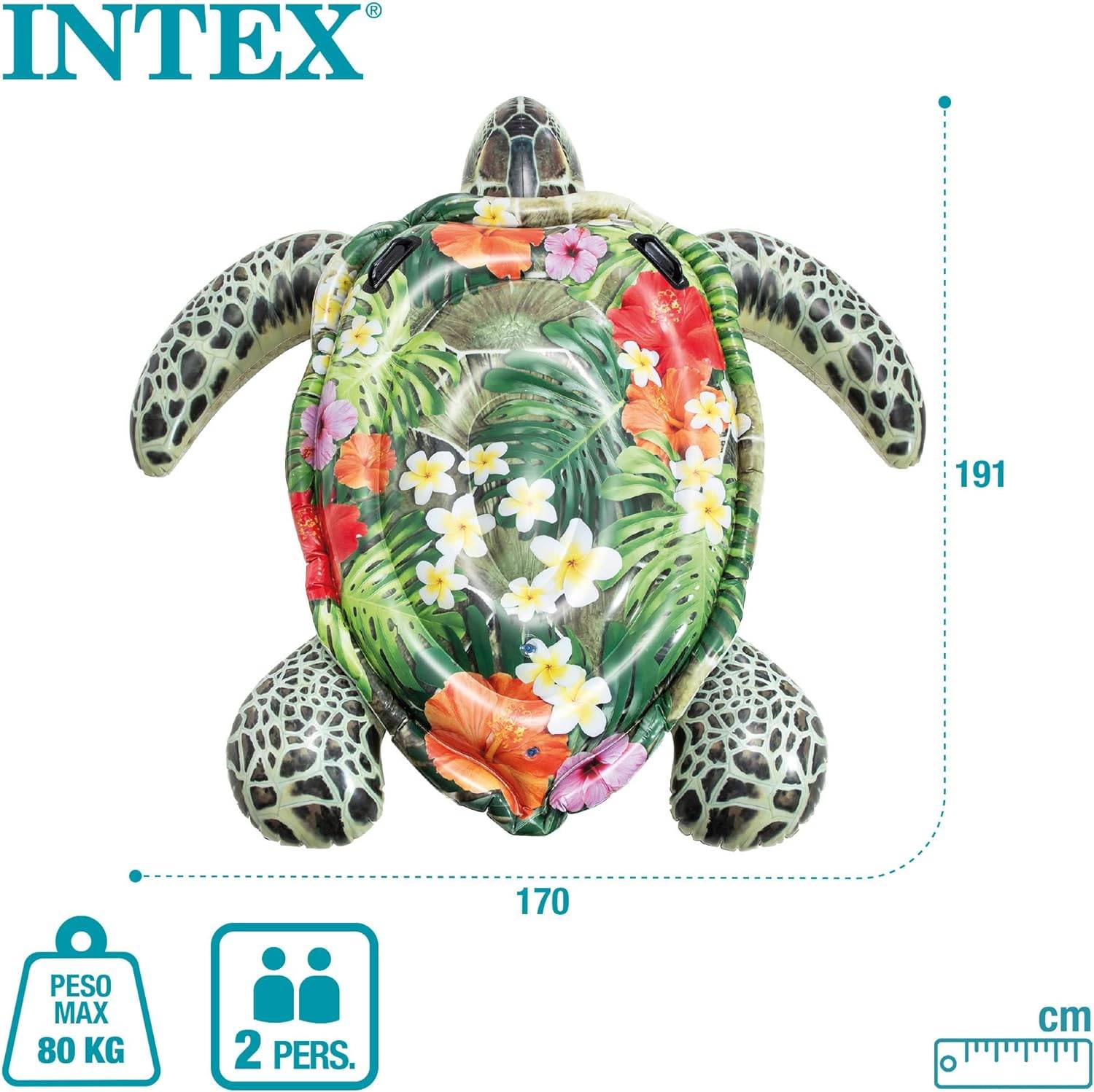 INTEX 57555NP - Schwimmtier - Meeresschildkröte (191x170cm) Luftmatratze Schwimminsel Schildkröte