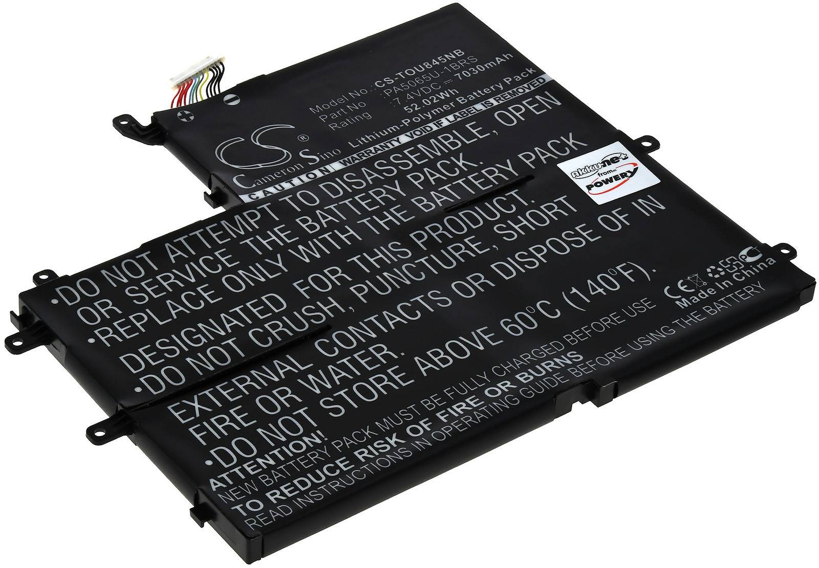 Powery Akku für Laptop Toshiba Satellite U845W, 7,4V, Li-Polymer