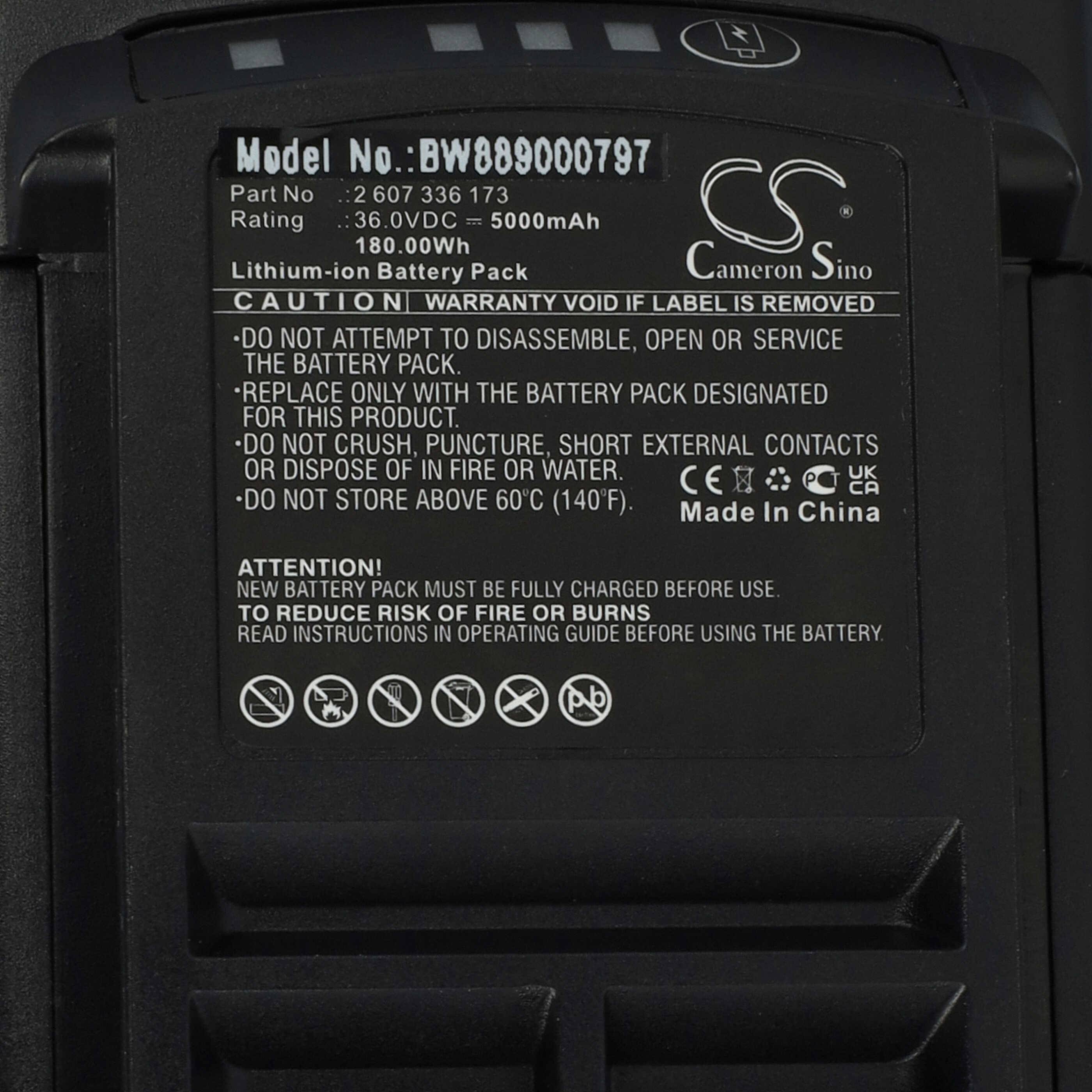 vhbw 1x Akku Ersatz für Bosch 1 600 Z00 03C, 1 600 Z00 03B, 1 600 A00 L1M, BAT810 für Rasenmäher Akku-Gartengerät (5000mAh, 36V, Li-Ion)
