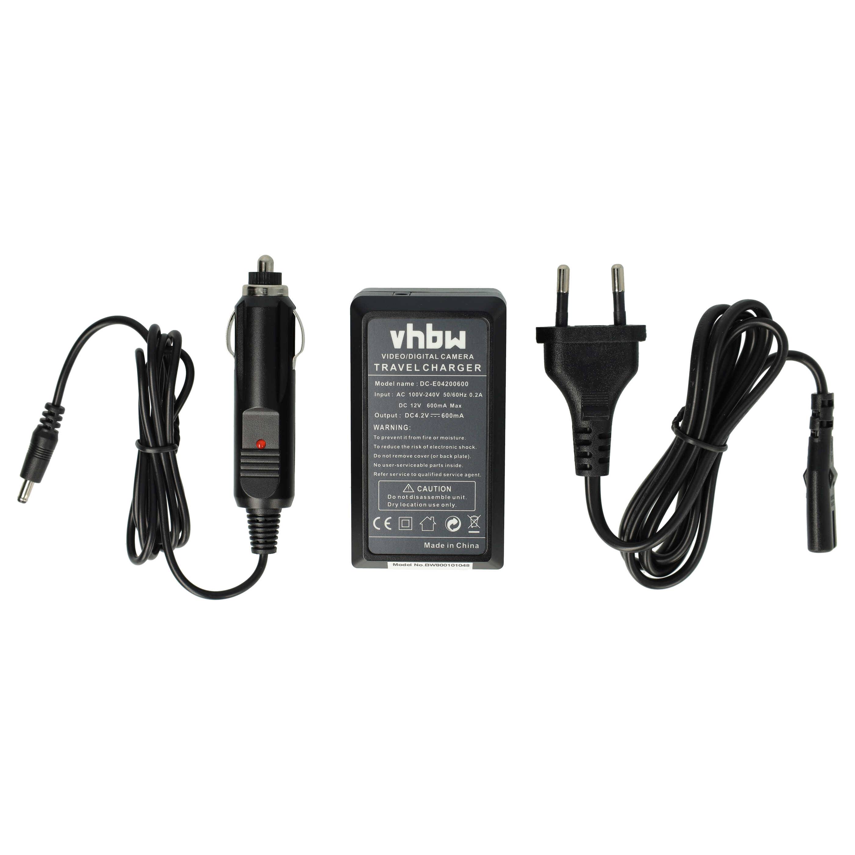 vhbw Ladegerät kompatibel mit Panasonic Lumix DMC-FX68V, DMC-FX700K Kamera Camcorder/Akku - Ladeschale, Kfz-Adapter, Ladestandsanzeige