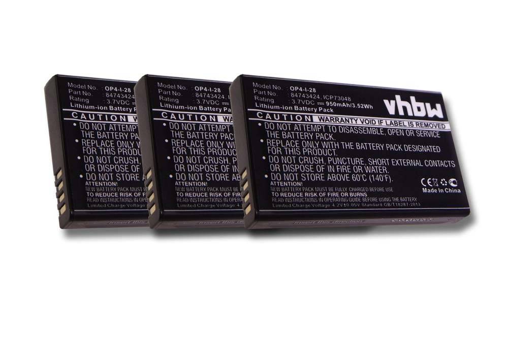 vhbw 3x Akku Ersatz für Polycom / Spectralink 84743424, 84743428, ICP73048 für schnurlos Festnetz Telefon (950mAh, 3,7V, Li-Ion)