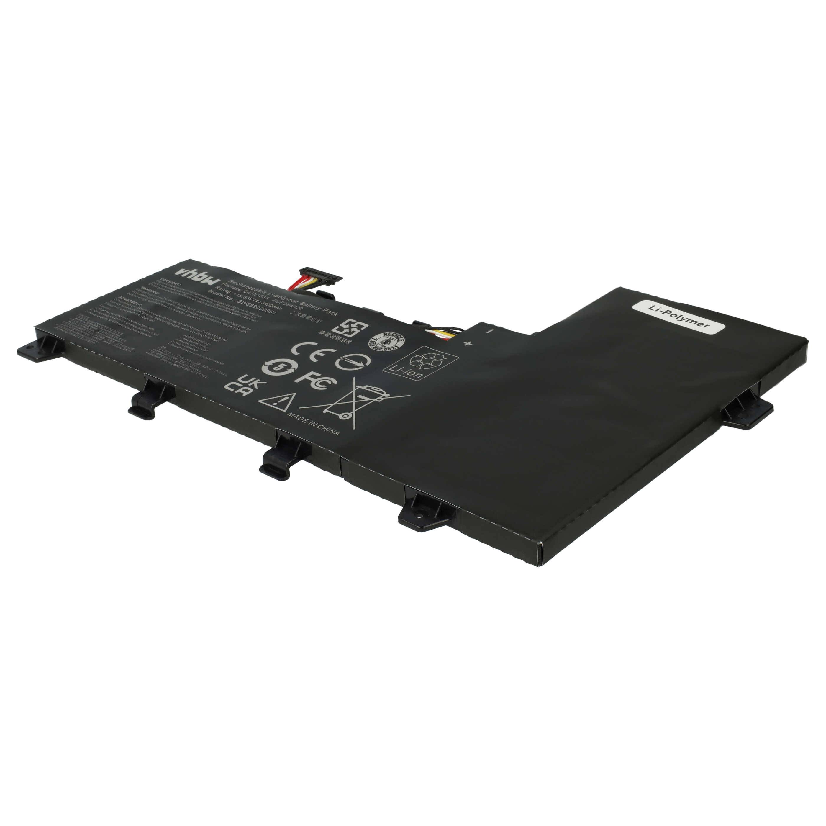 vhbw Akku kompatibel mit Asus ZenBook Flip UX560UQ, UX560UX, UX560UQ-FZ033T, UX560UQ-FZ018R Notebook (3400 mAh, 15,08 V, Li-Polymer)