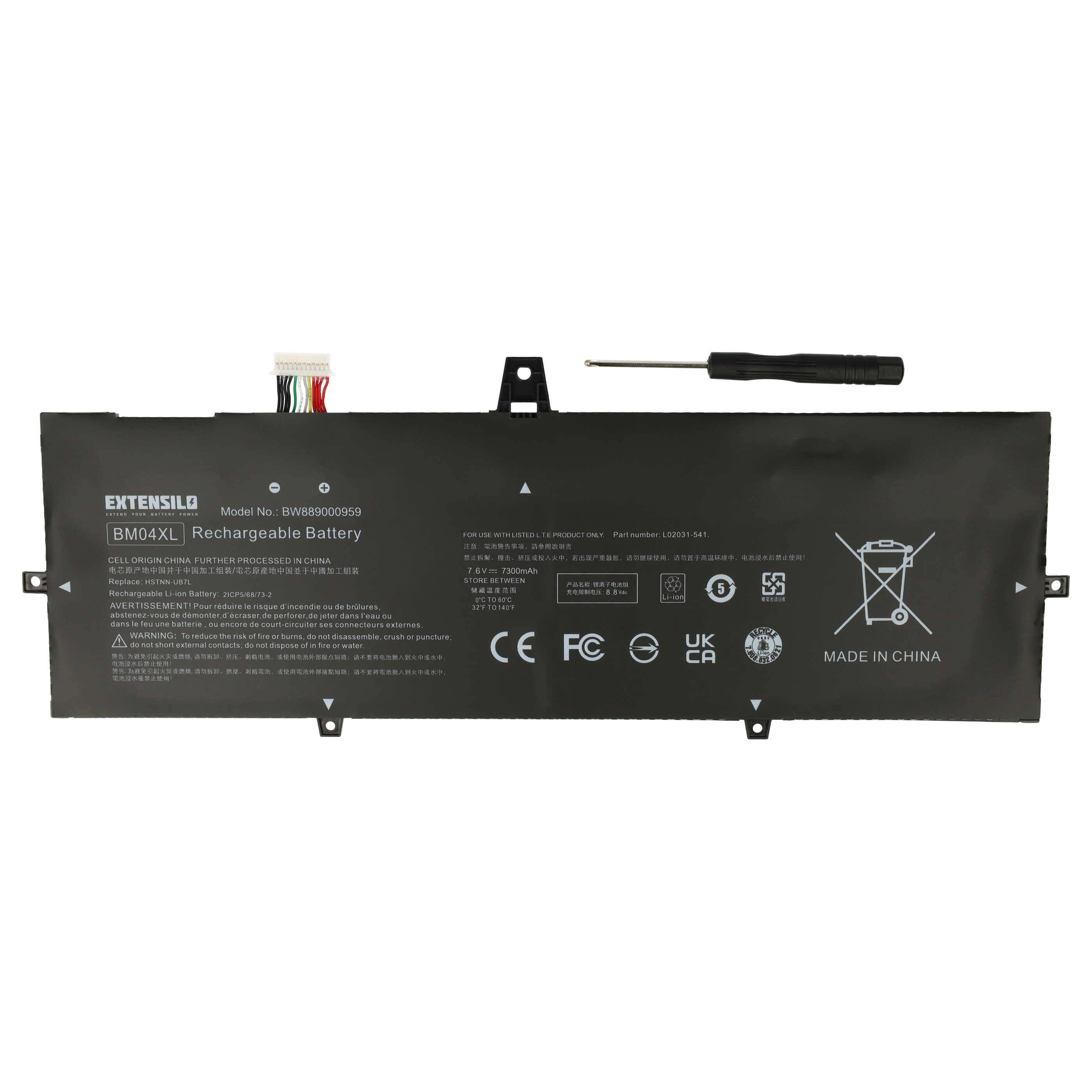EXTENSILO Akku kompatibel mit HP EliteBook x360 1030 G3 4WW20PA, x360 1030 G3 4SU65UT Notebook (7300 mAh, 7,6 V, Li-Ion)