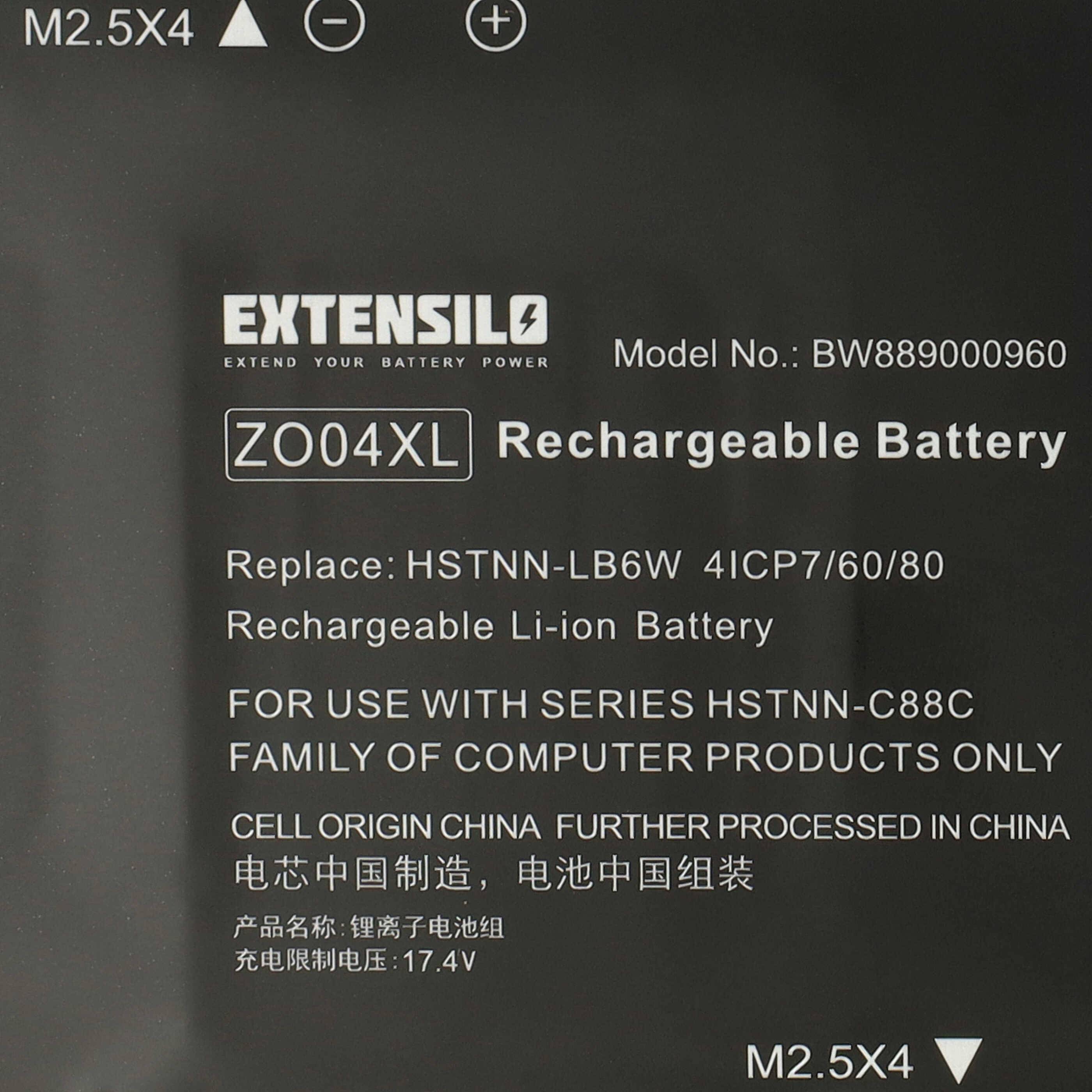 EXTENSILO Akku kompatibel mit HP ZBook Studio G3 (V8N23PA), Studio G3 (W0V05UP) Notebook (4200 mAh, 15,2 V, Li-Ion)
