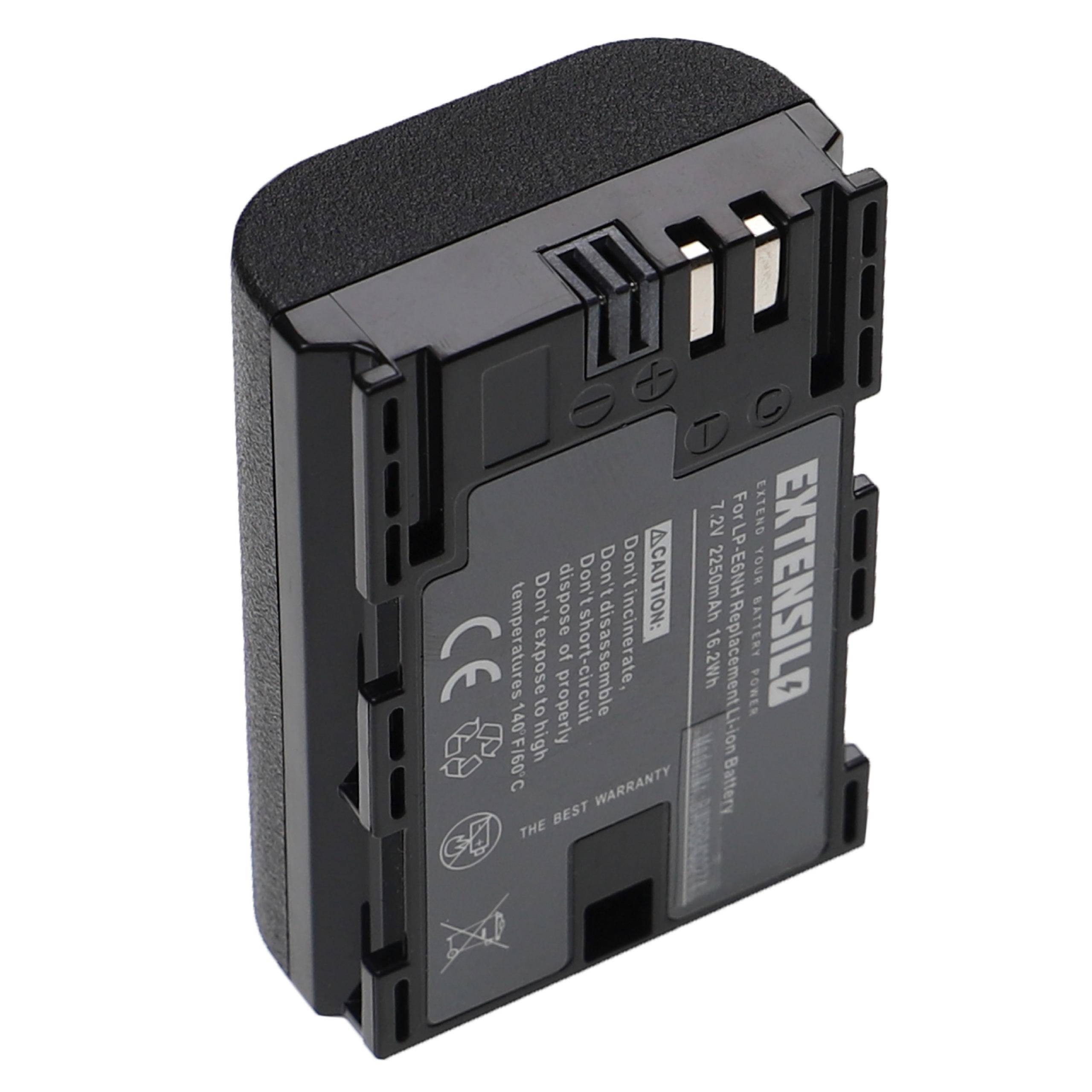 EXTENSILO 3x Akku Ersatz für Canon LP-E6, LP-E6NH für Kamera (2250 mAh, 7,2 V, Li-Ion)