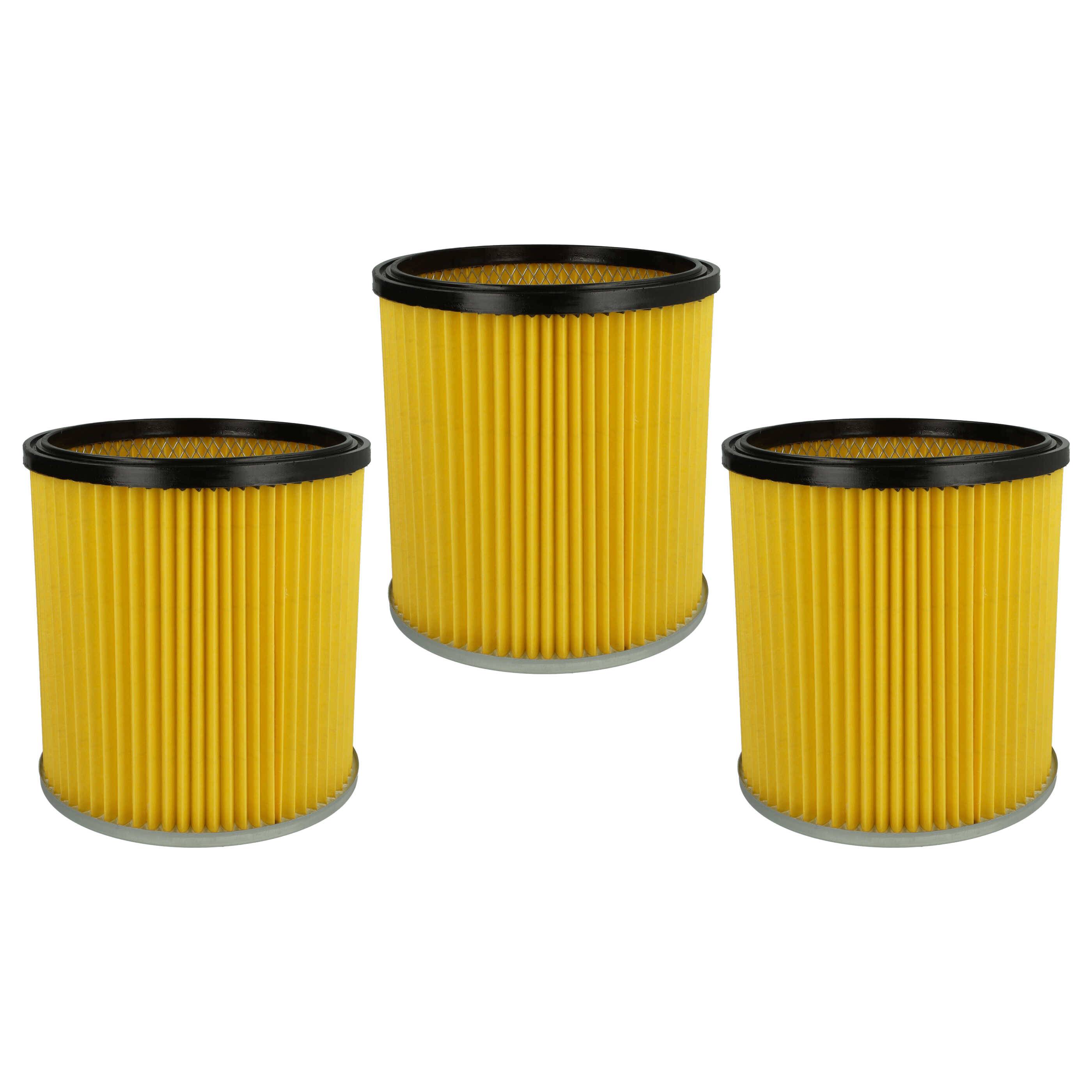 vhbw 3x Faltenfilter kompatibel mit Kärcher NT 301 (1.722-121.0), NT 351 Staubsauger - Patronenfilter Gelb Abwaschbar