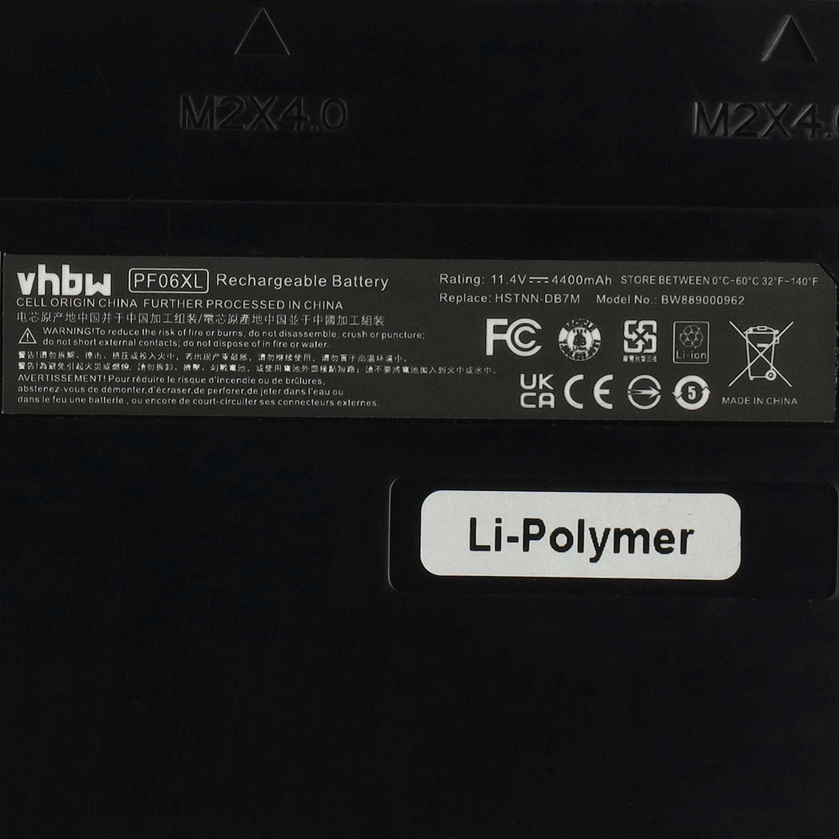 vhbw Akku kompatibel mit HP Omen 17-W104NA, 17-W103UR, 17-W104NF, 17-W103TX, 17-W103NU Notebook (4400 mAh, 11,4 V, Li-Polymer)