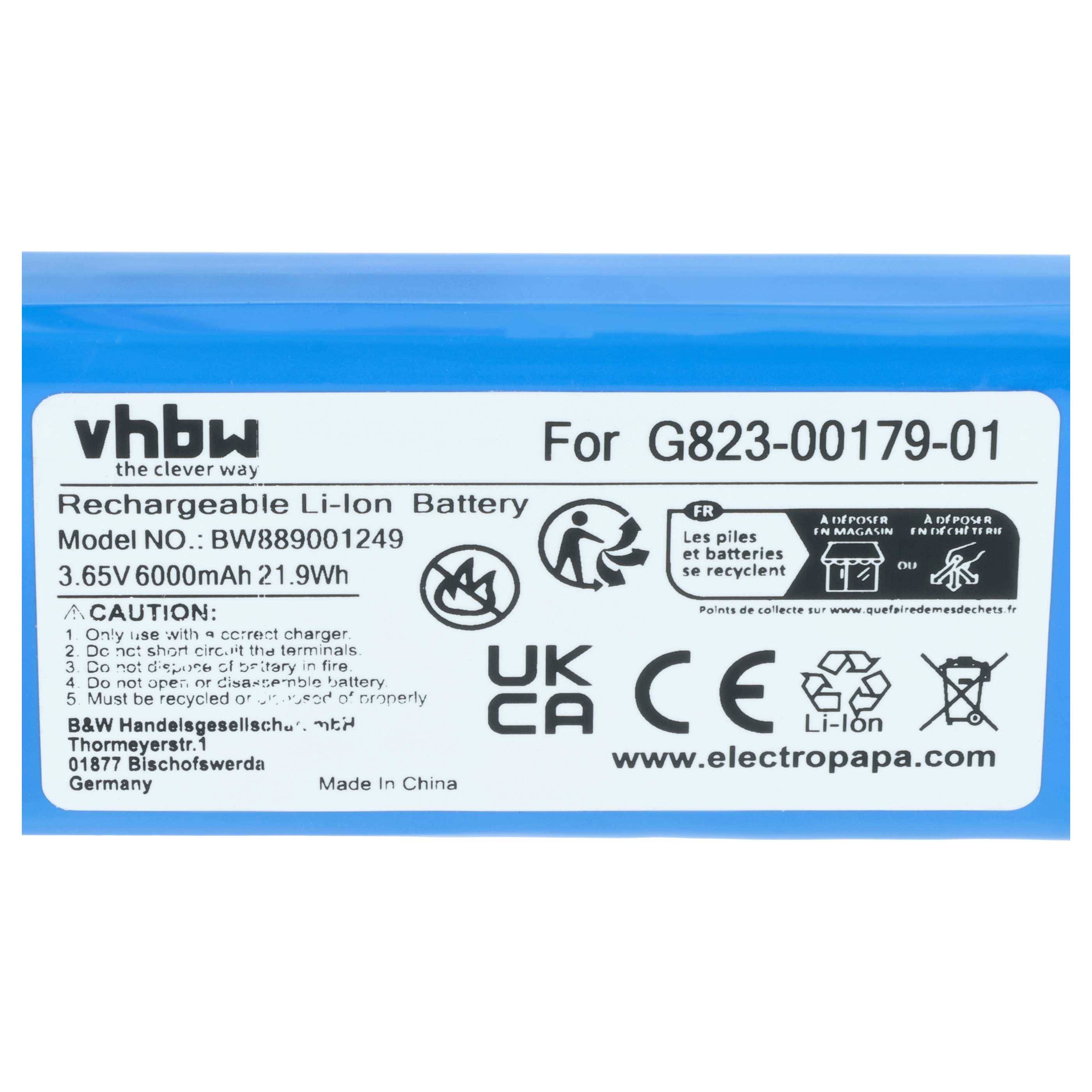 vhbw Akku Ersatz für Google Nest G823-00179-01 für Türsprechanlage, Video-Türklingel (6000 mAh, 3,65 V, Li-Polymer)