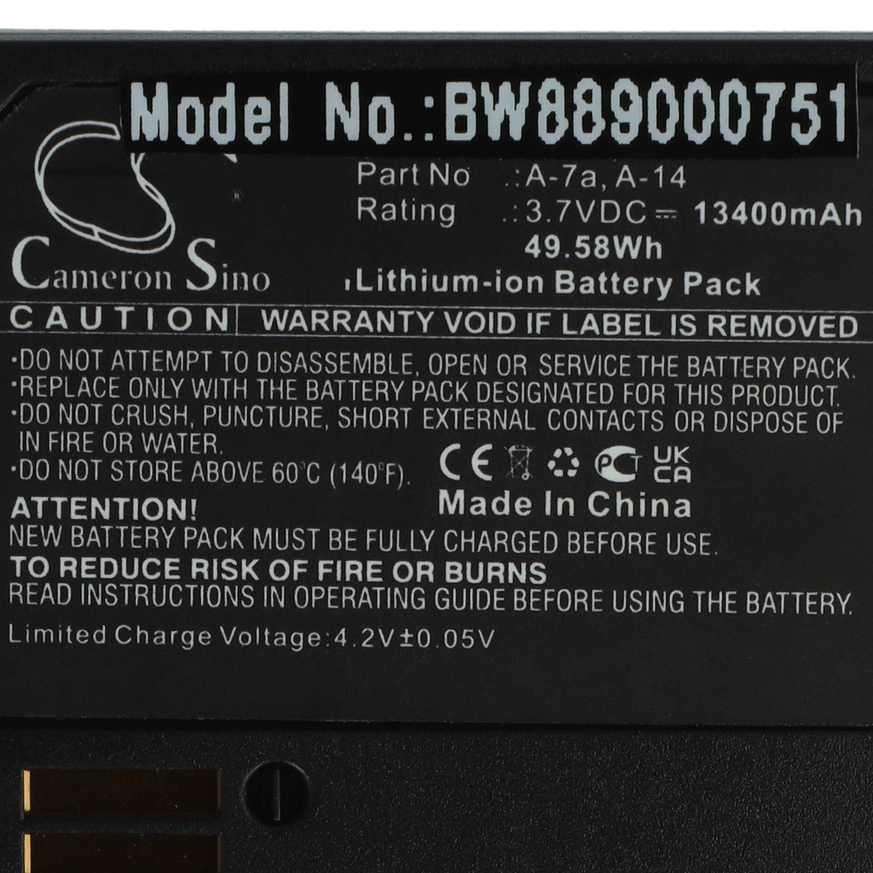 vhbw Akku kompatibel mit Arlo VMC5040, VMA5400, VMA5410, VMA5410-10000S Knopfkamera, getarnte Kamera (13400 mAh, 3,7 V, Li-Ion)