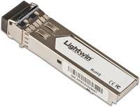 Lightwin SFP-OptikTransceivermodul mit Metallgehäuse und Stecker, auf weißem Hintergrund dargestellt.