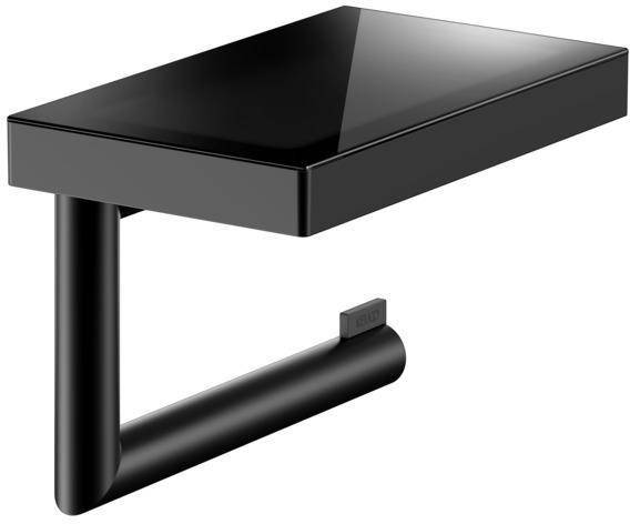 KEUCO 12873379000 Toilettenpapier-Rollenhalter REVA schwarz matt mit Glas-Ablage